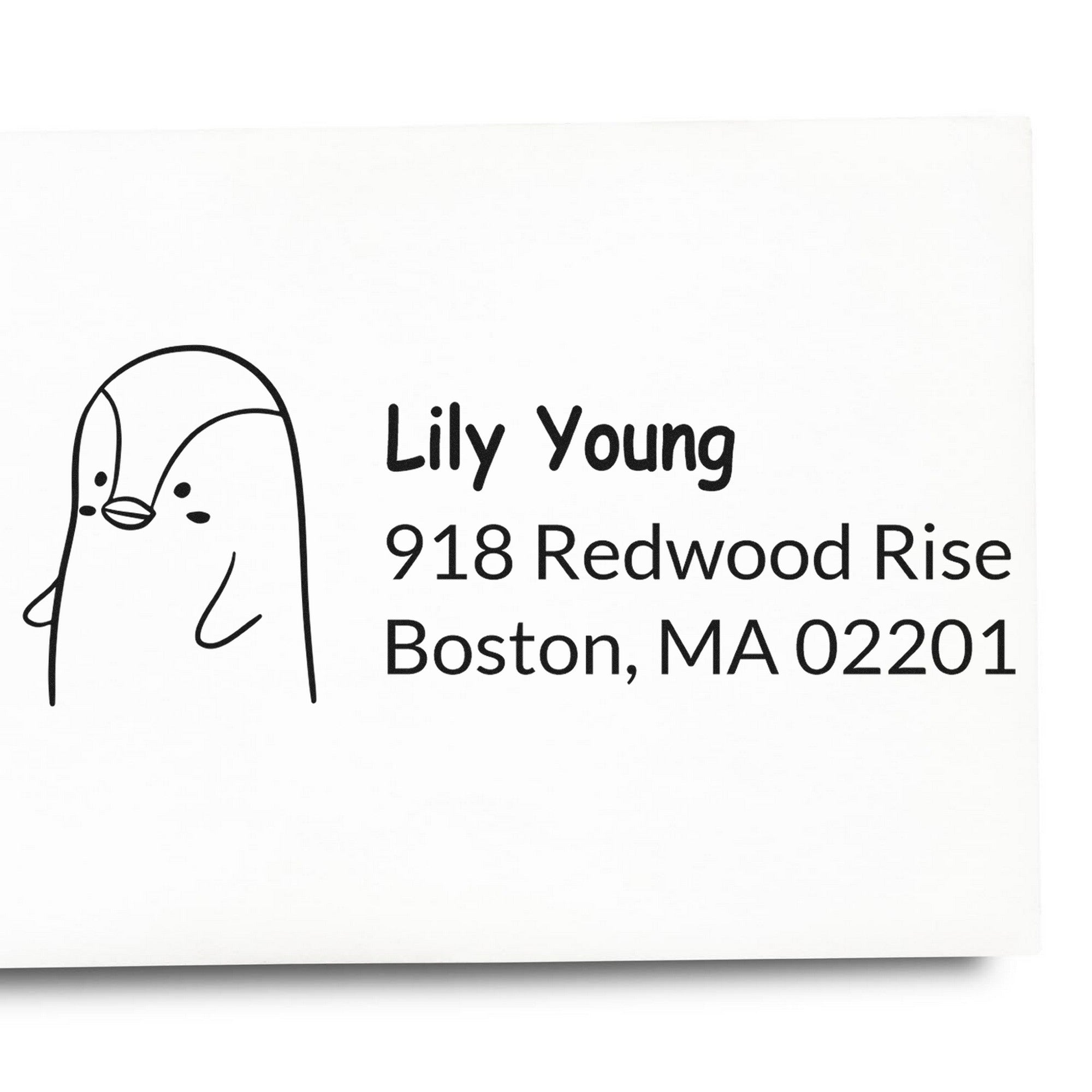 Slim Pre-Inked Perky Penguin Customized Home Address Stamp