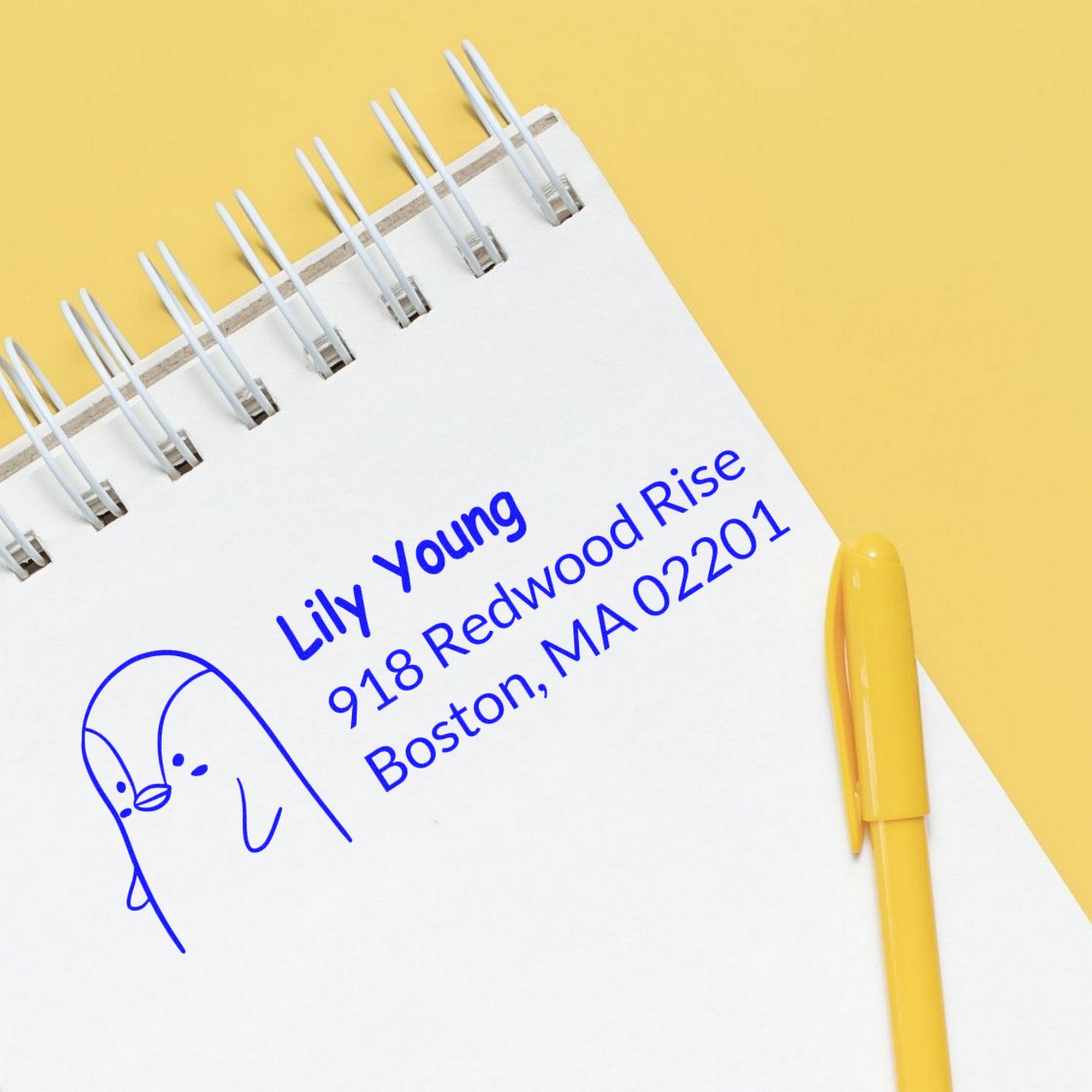 Slim Pre-Inked Perky Penguin Customized Home Address Stamp