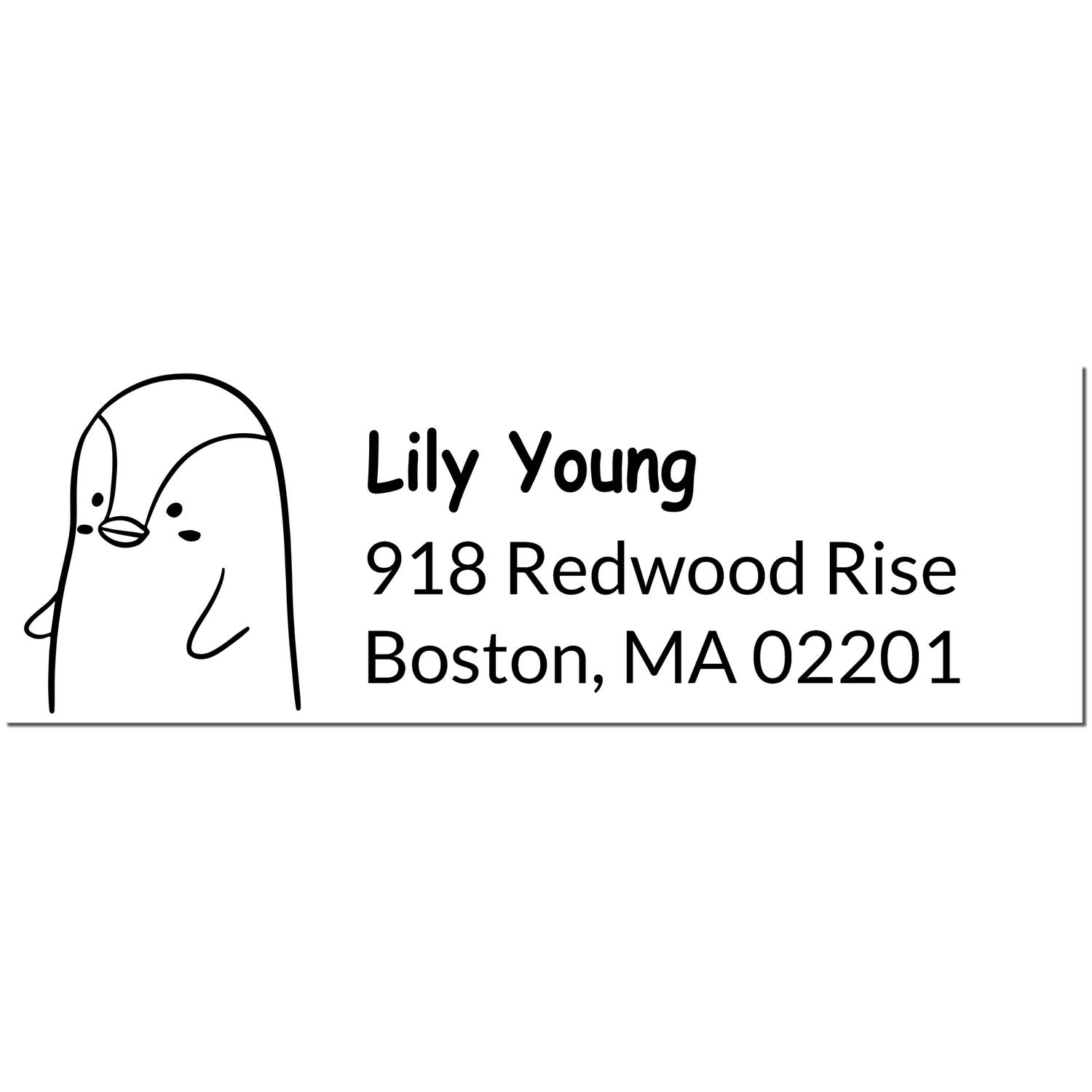 Slim Pre-Inked Perky Penguin Customized Home Address Stamp