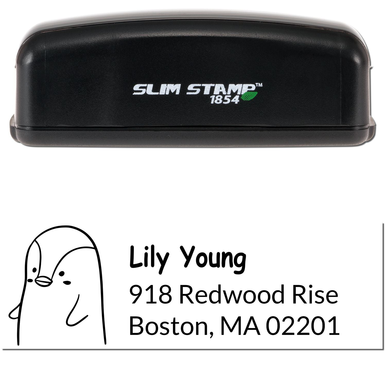 Slim Pre-Inked Perky Penguin Customized Home Address Stamp