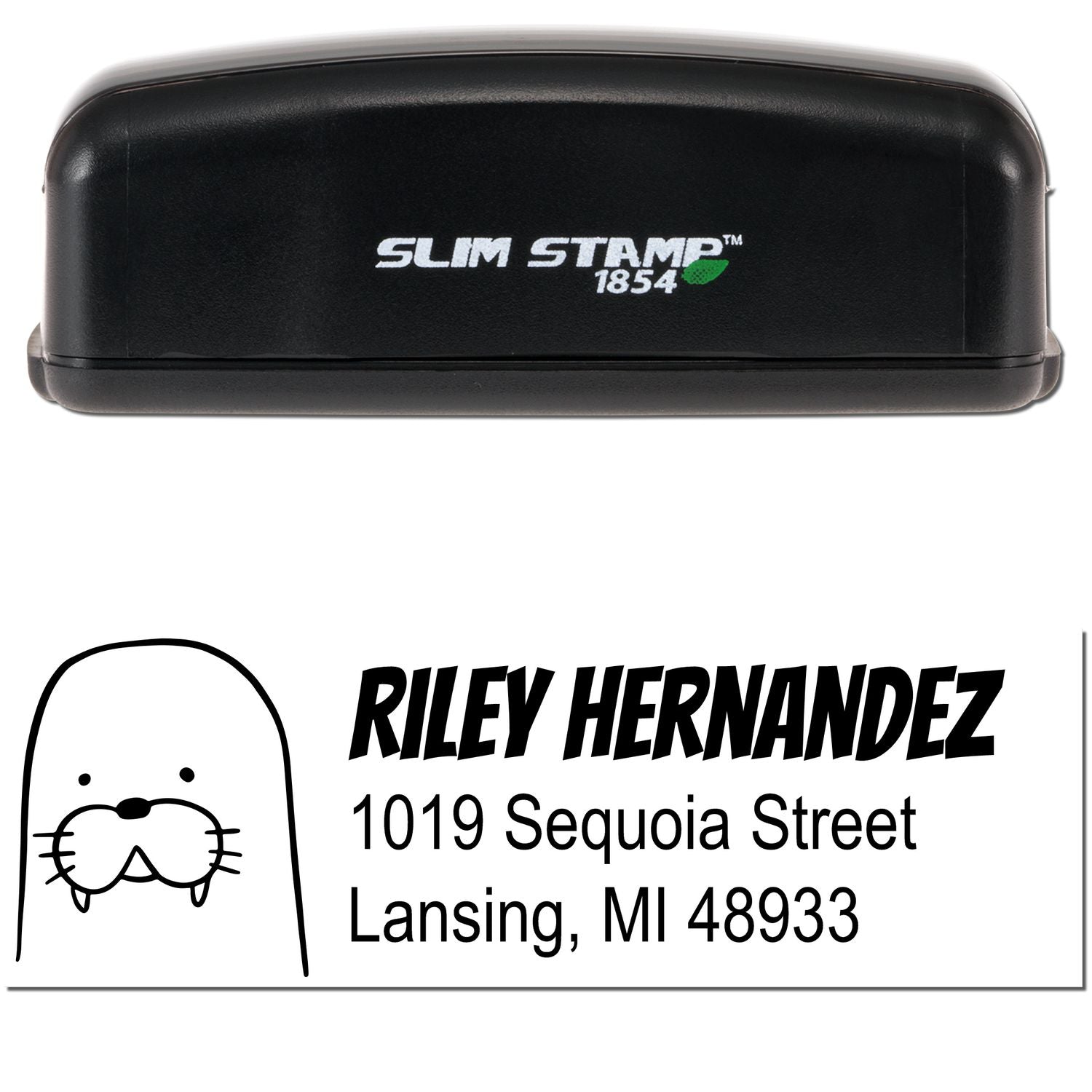 Slim Pre-Inked Wacky Walrus Customized Address Return Stamp