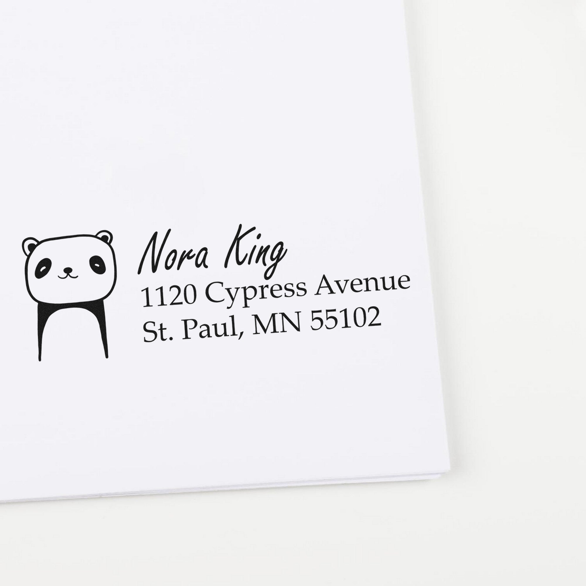 Wood Handle Playful Panda Custom Home Address For Envelopes Rubber Stamp