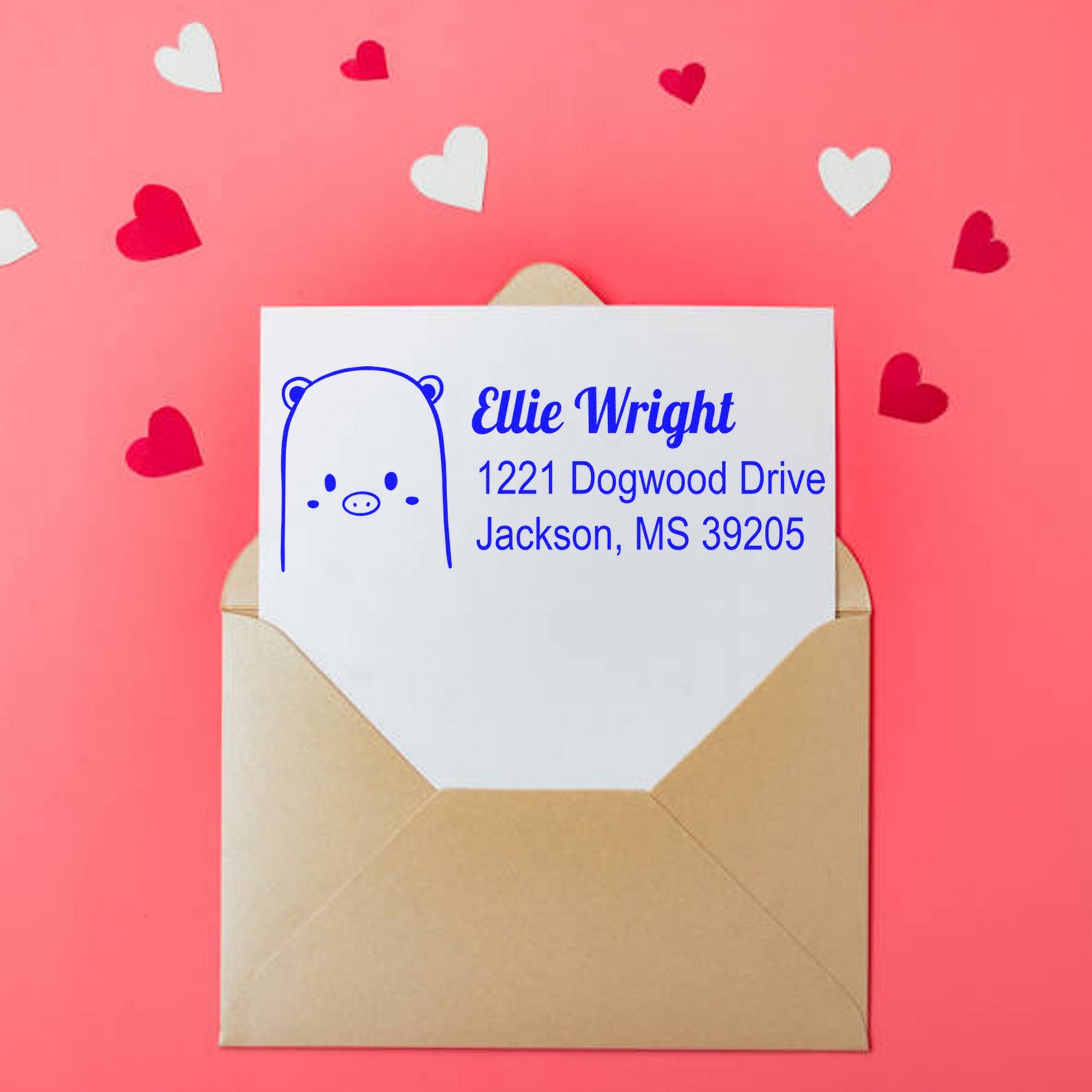 Beautiful Bear Personalized Name and Address Self-Inking Stamp