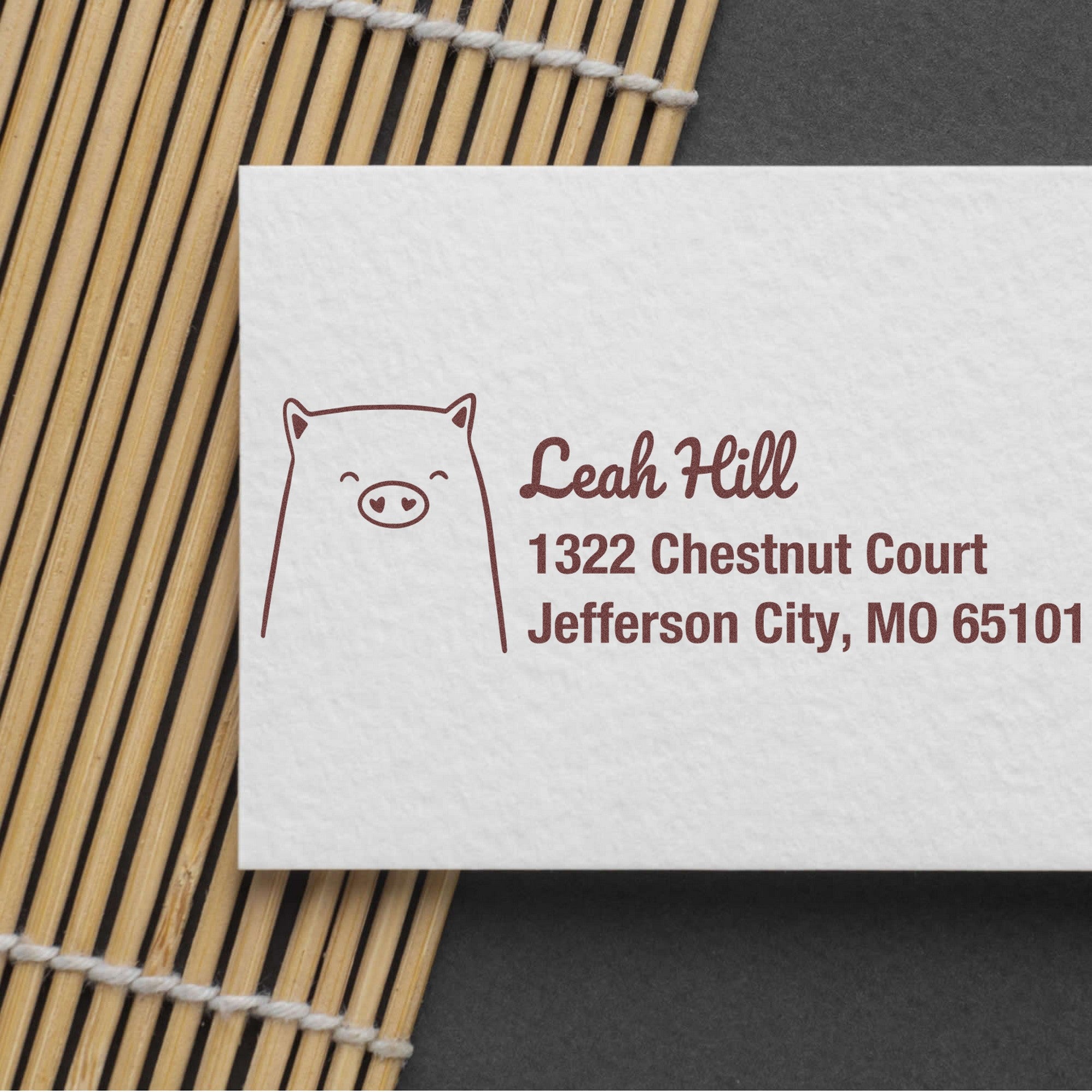 Slim Pre-Inked Cheery Pig Customized New Address Stamp