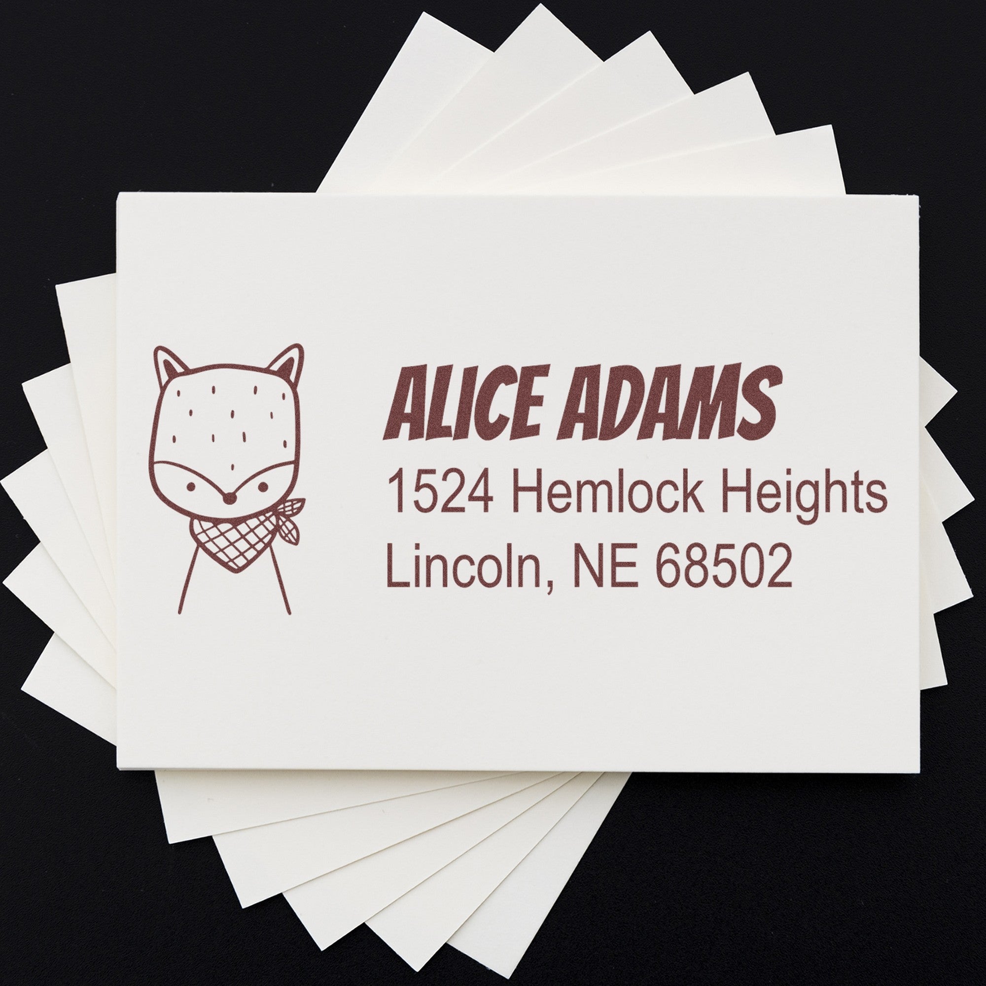 Fancy Fox Personalized Home Address Self-Inking Stamp