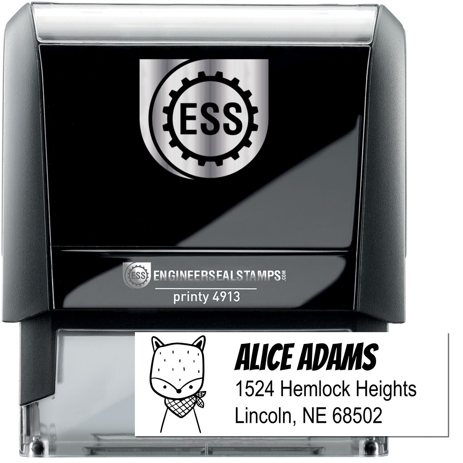 Fancy Fox Personalized Home Address Self-Inking Stamp