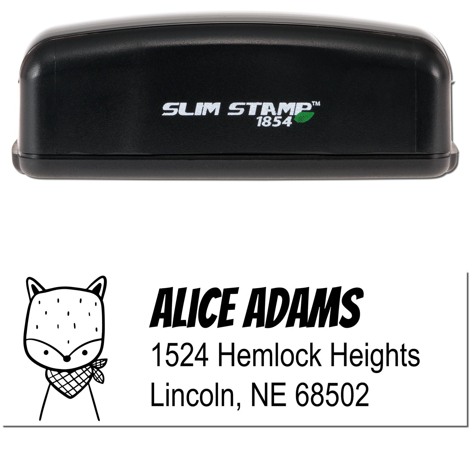 Slim Pre-Inked Fancy Fox Customized Address Label Stamp