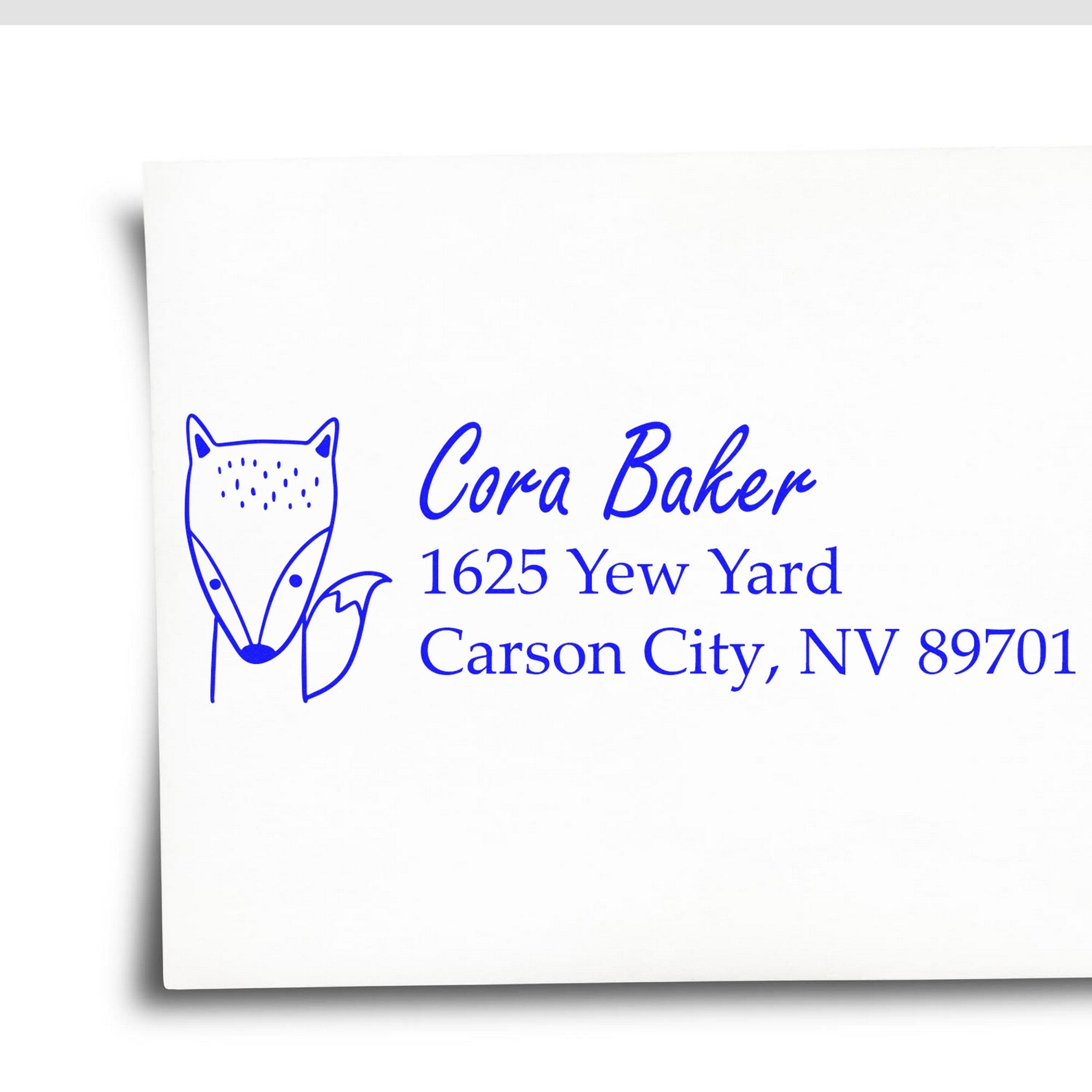 Slim Pre-Inked Fast Fox Handmade Address Stamp