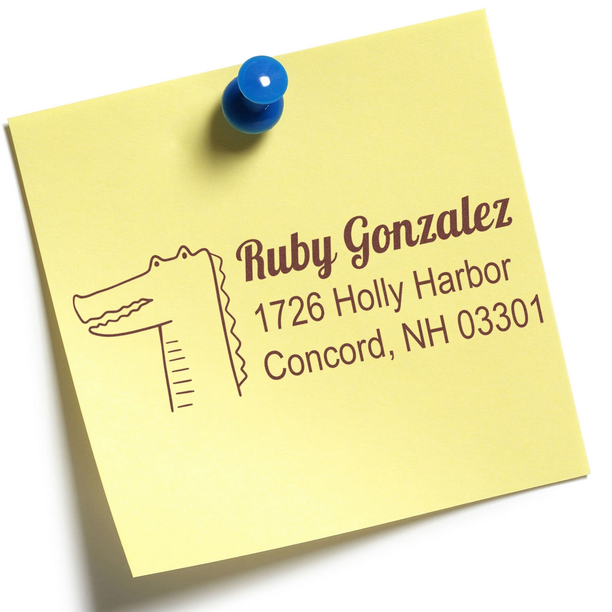 Bright Eyed Crocodile Personalized Mailing Address Self-Inking Stamp