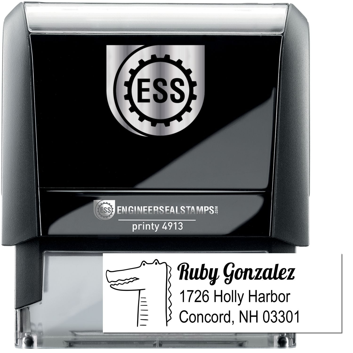 Bright Eyed Crocodile Personalized Mailing Address Self-Inking Stamp