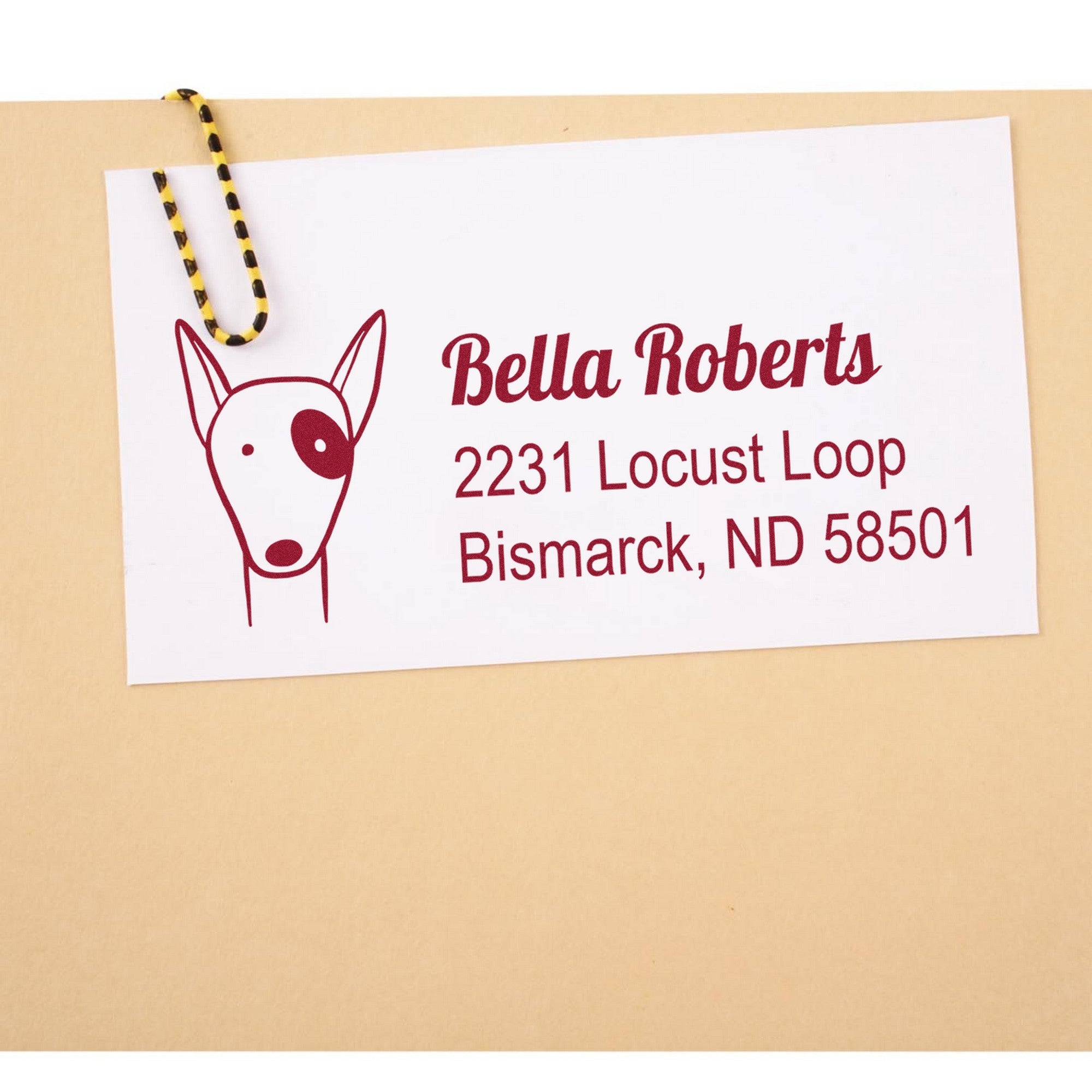 Wood Handle Perky Pooch Customized New Address Rubber Stamp