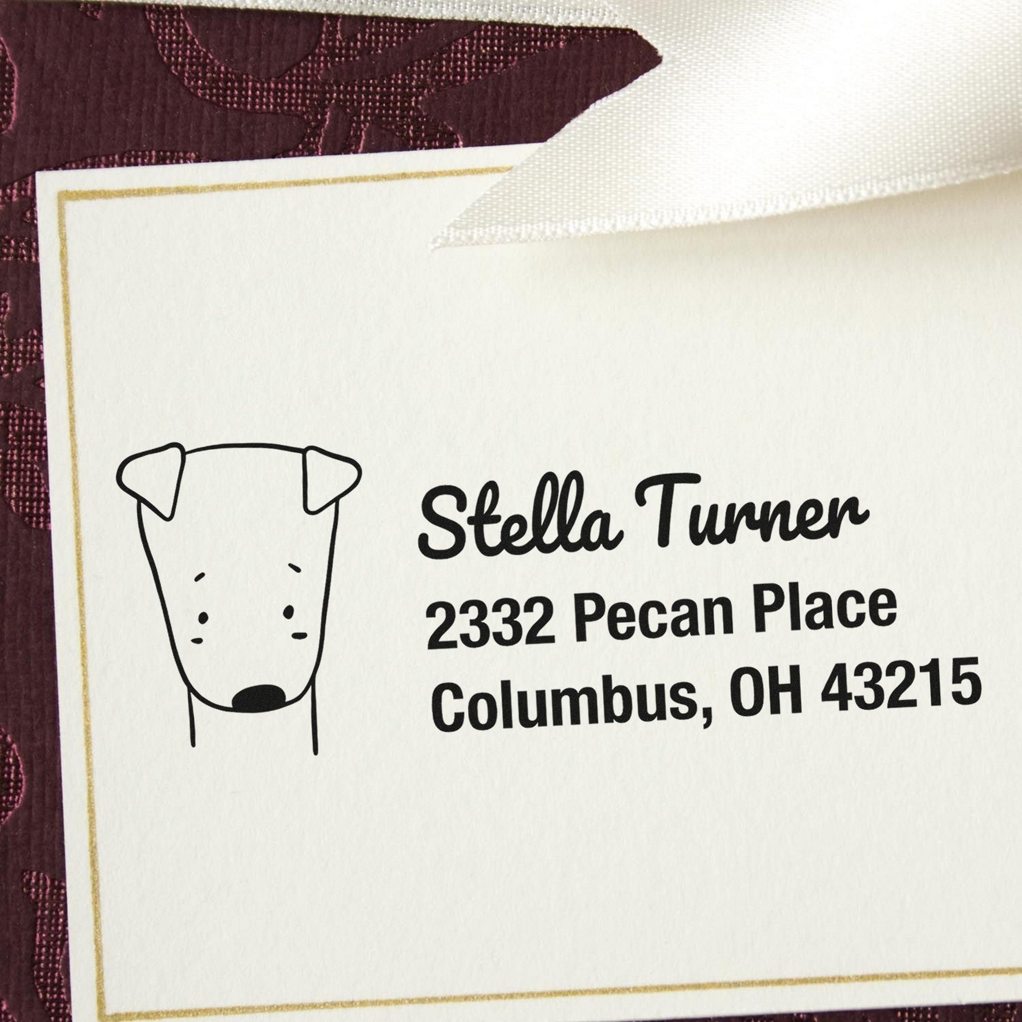 Slim Pre-Inked Darling Dog Handmade Mailing Address Stamp