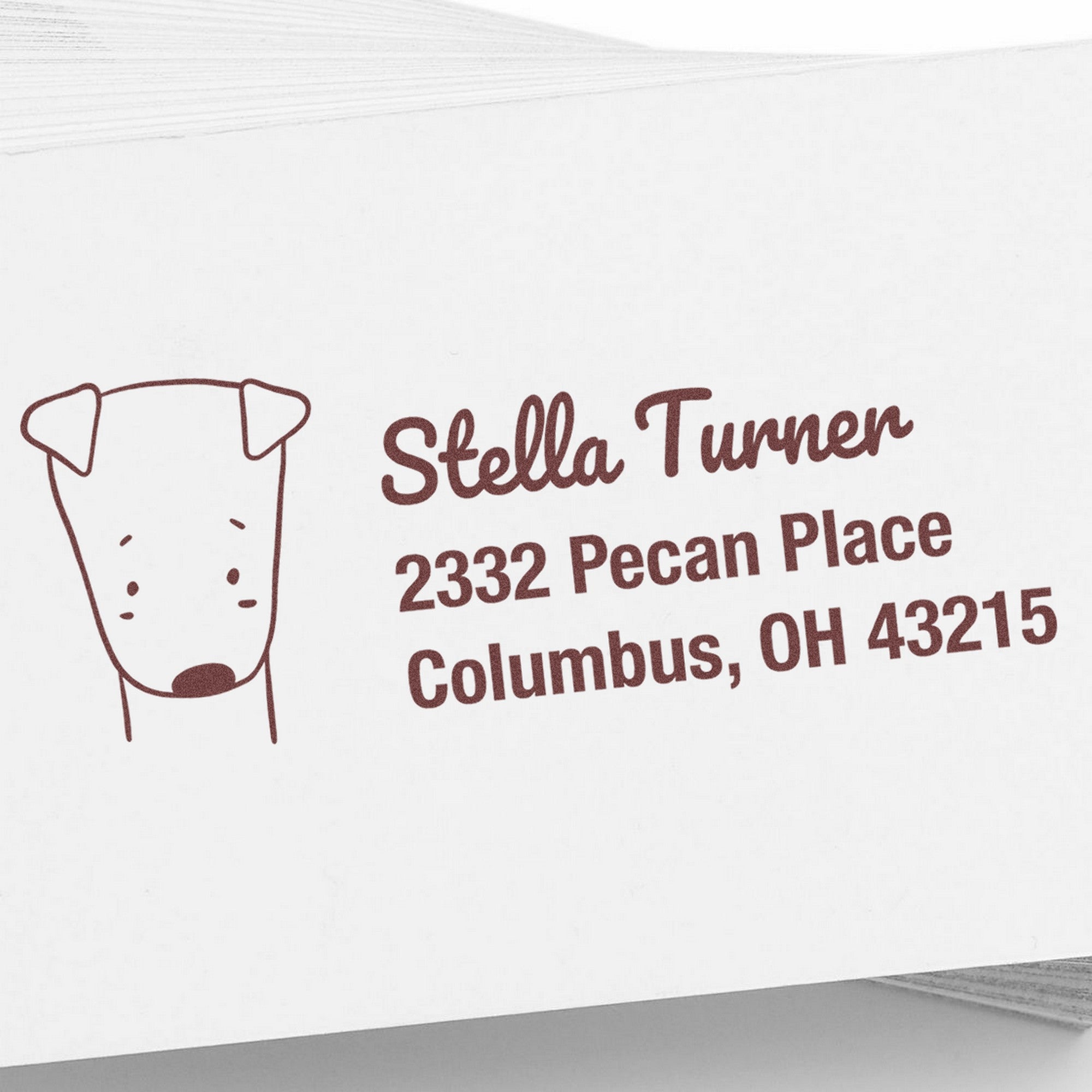 Slim Pre-Inked Darling Dog Handmade Mailing Address Stamp