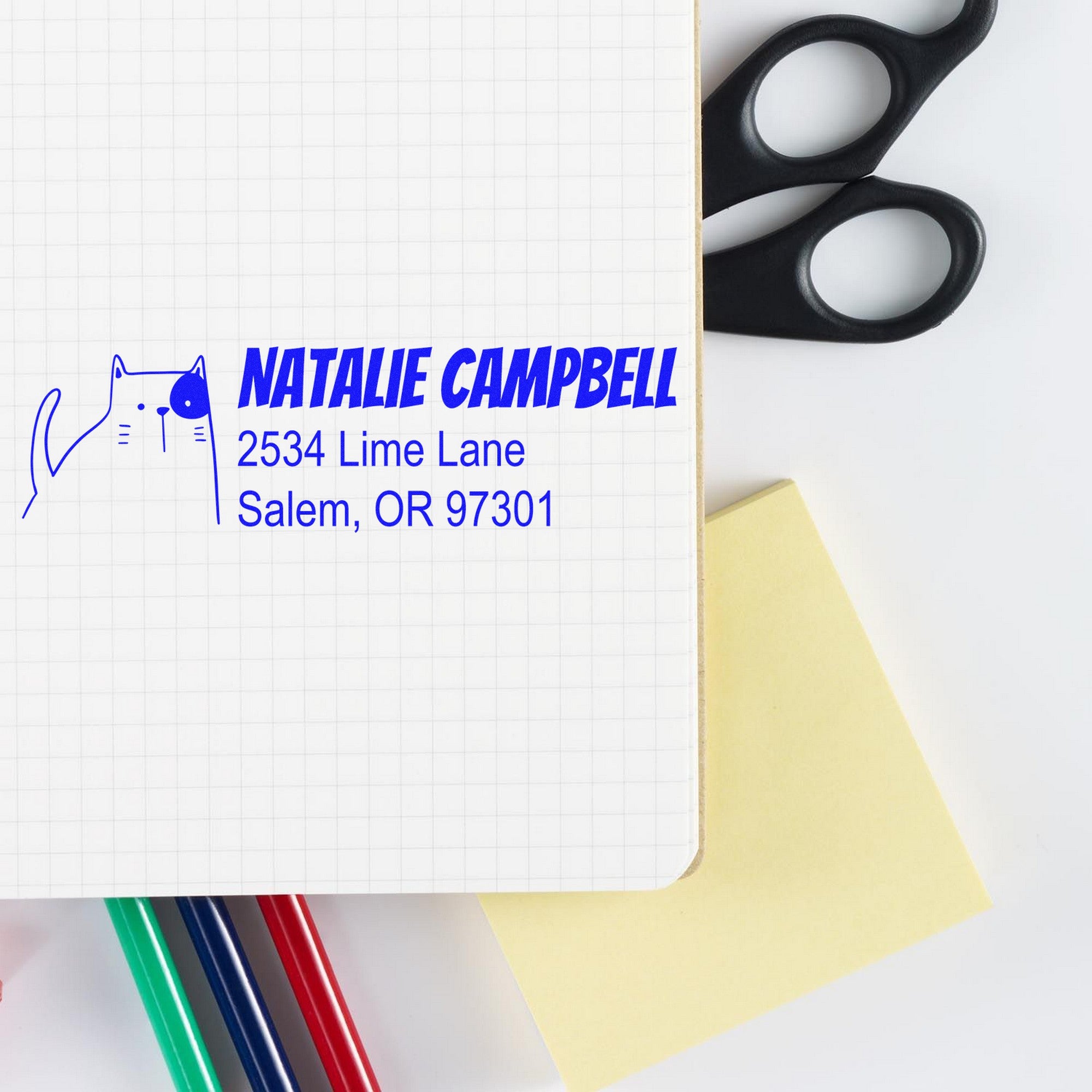 Charming Cat Custom Mailing Self-Inking Stamp