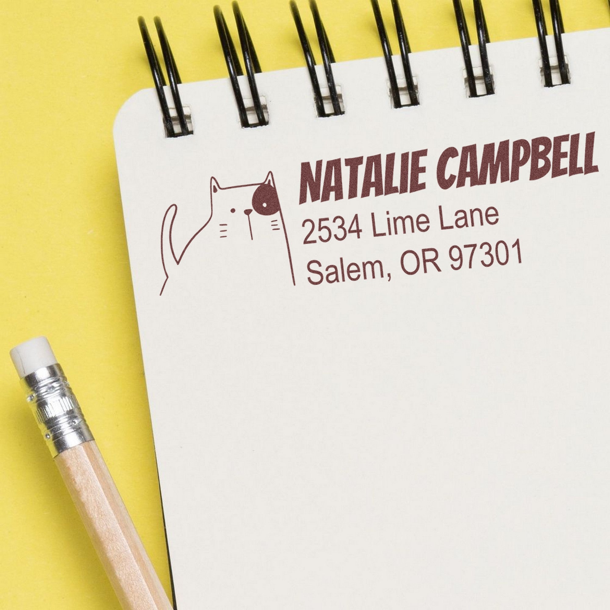 Charming Cat Custom Mailing Self-Inking Stamp