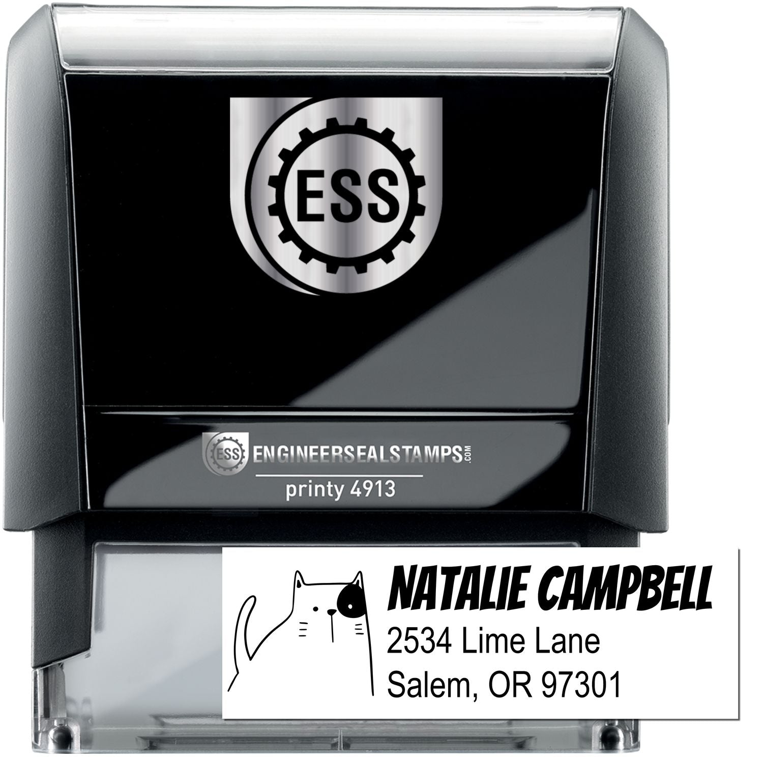 Charming Cat Custom Mailing Self-Inking Stamp