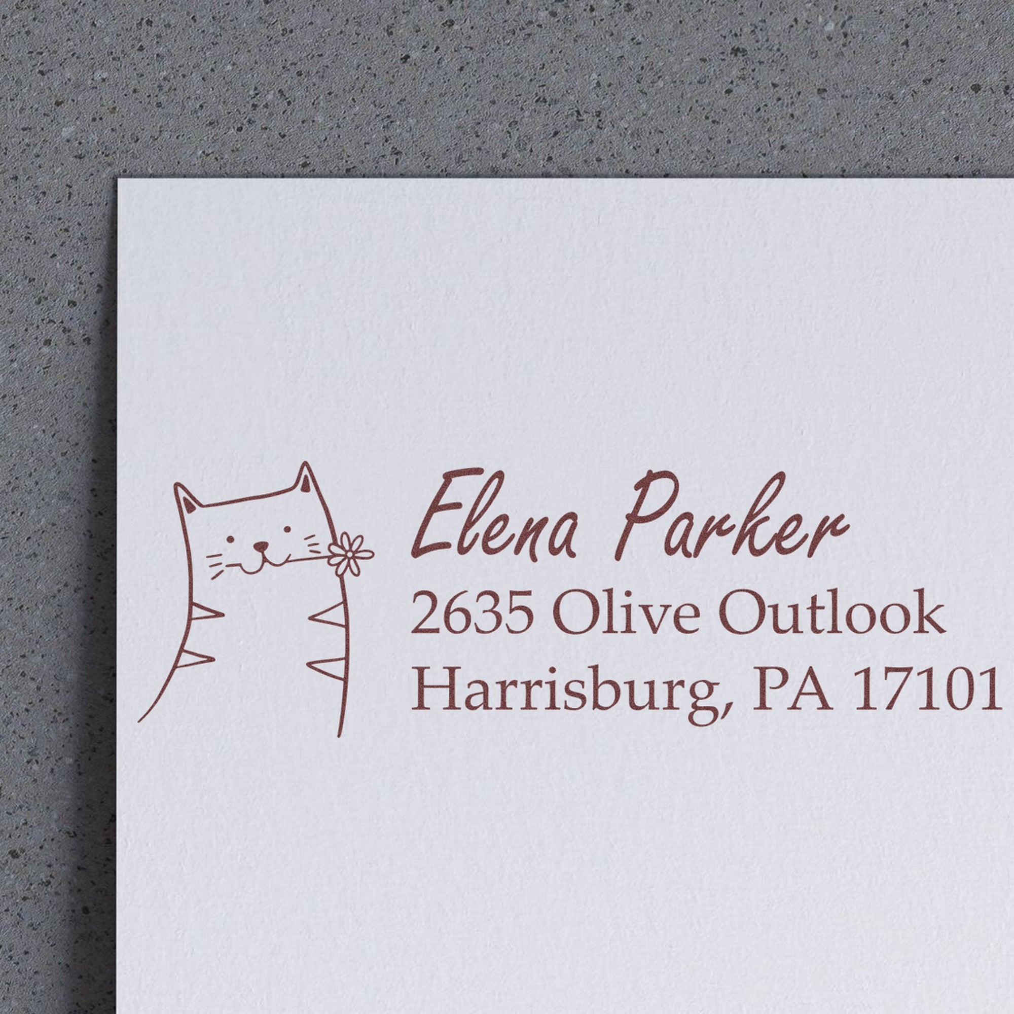 Fluffy Feline Custom Mail Self-Inking Stamp