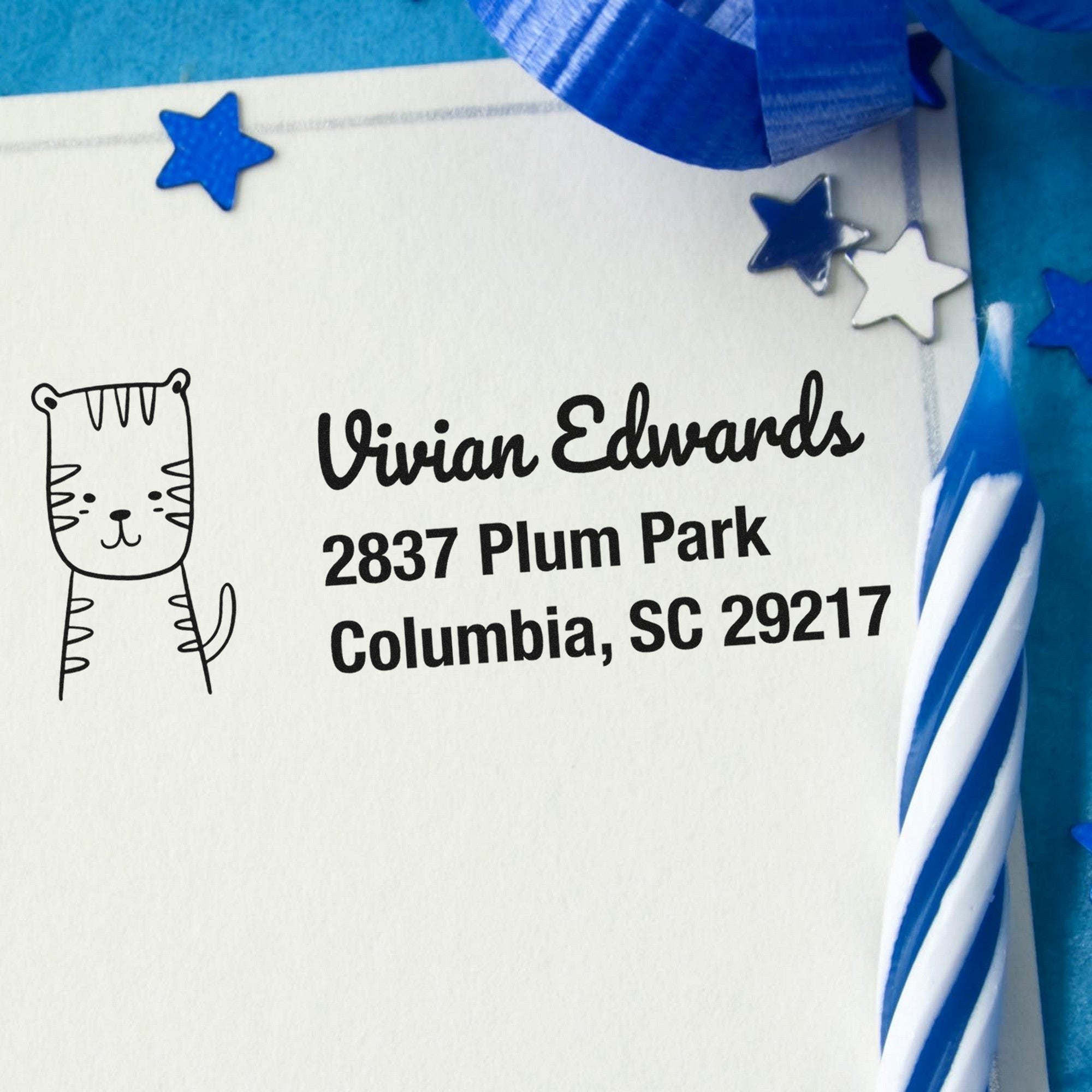 Slim Pre-Inked Terrific Tiger Customize Address Stamp