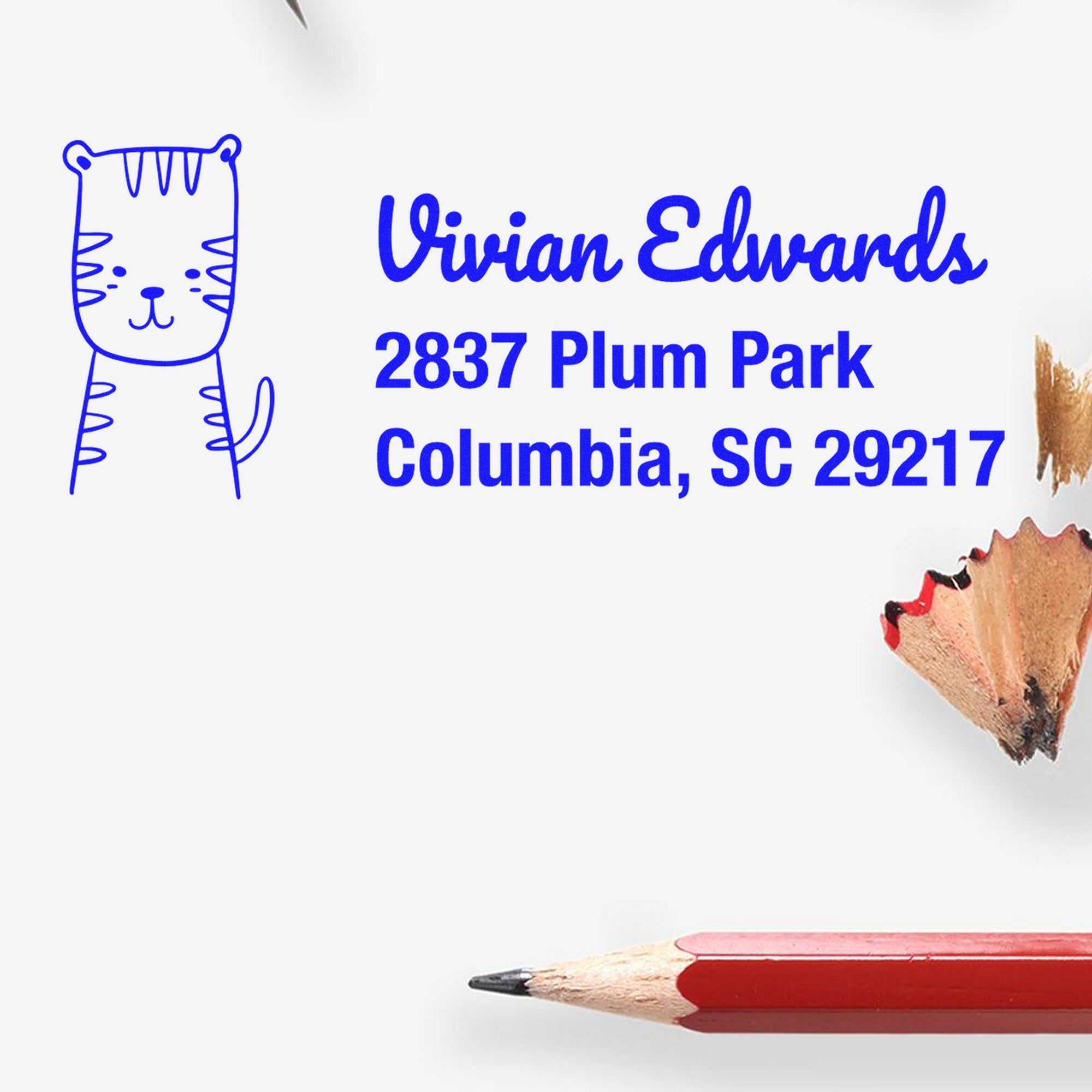 Slim Pre-Inked Terrific Tiger Customize Address Stamp