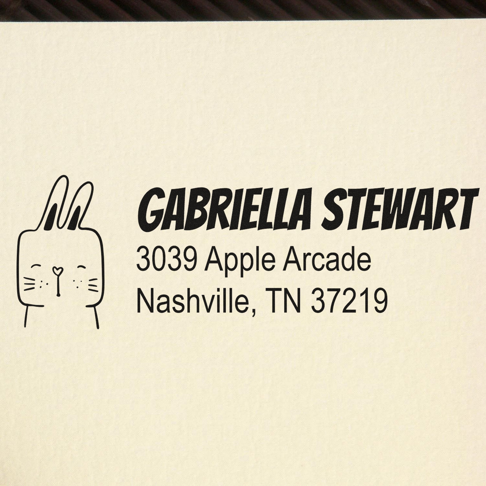 Fuzzy Rabbit Custom Mail Address Self-Inking Stamp