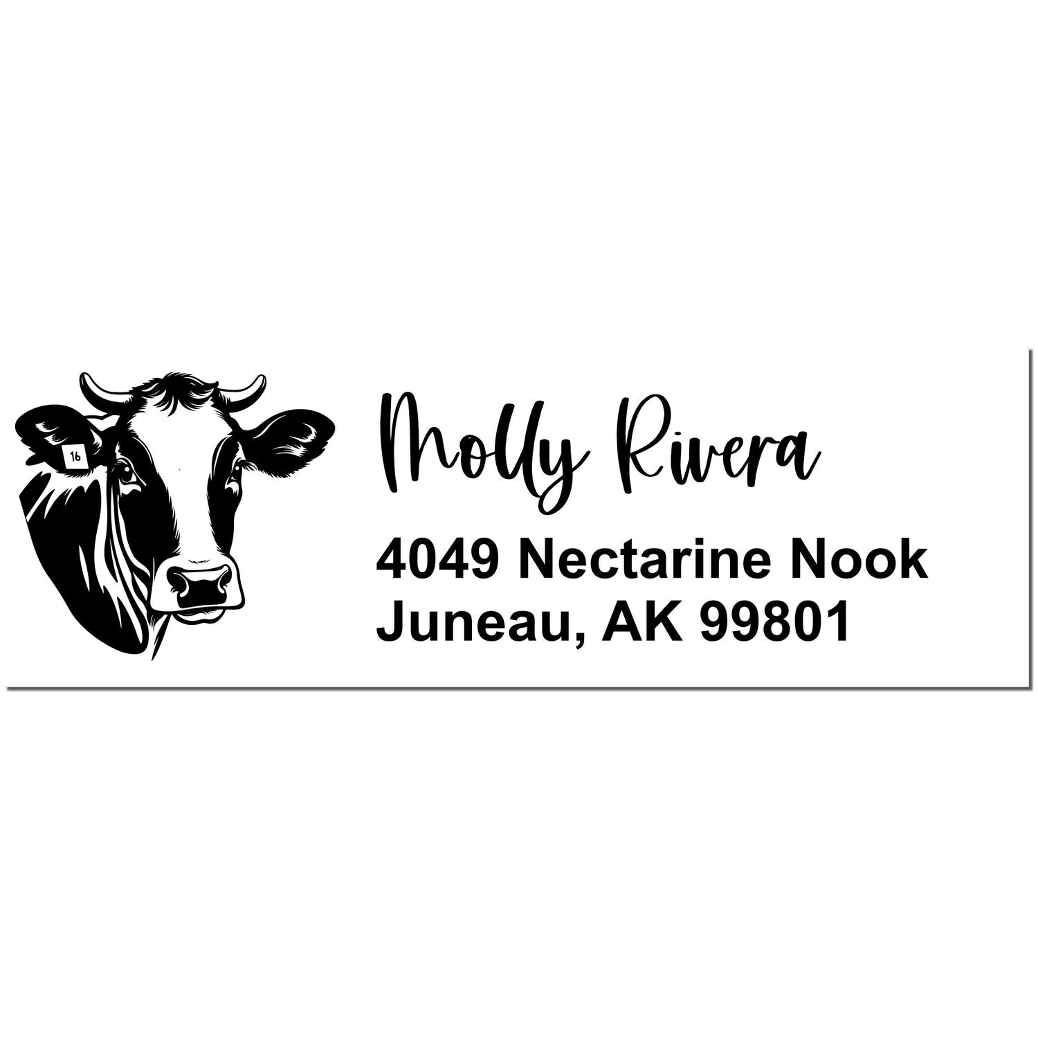 Self-Inking Serene Cow Customized Address Label Stamp