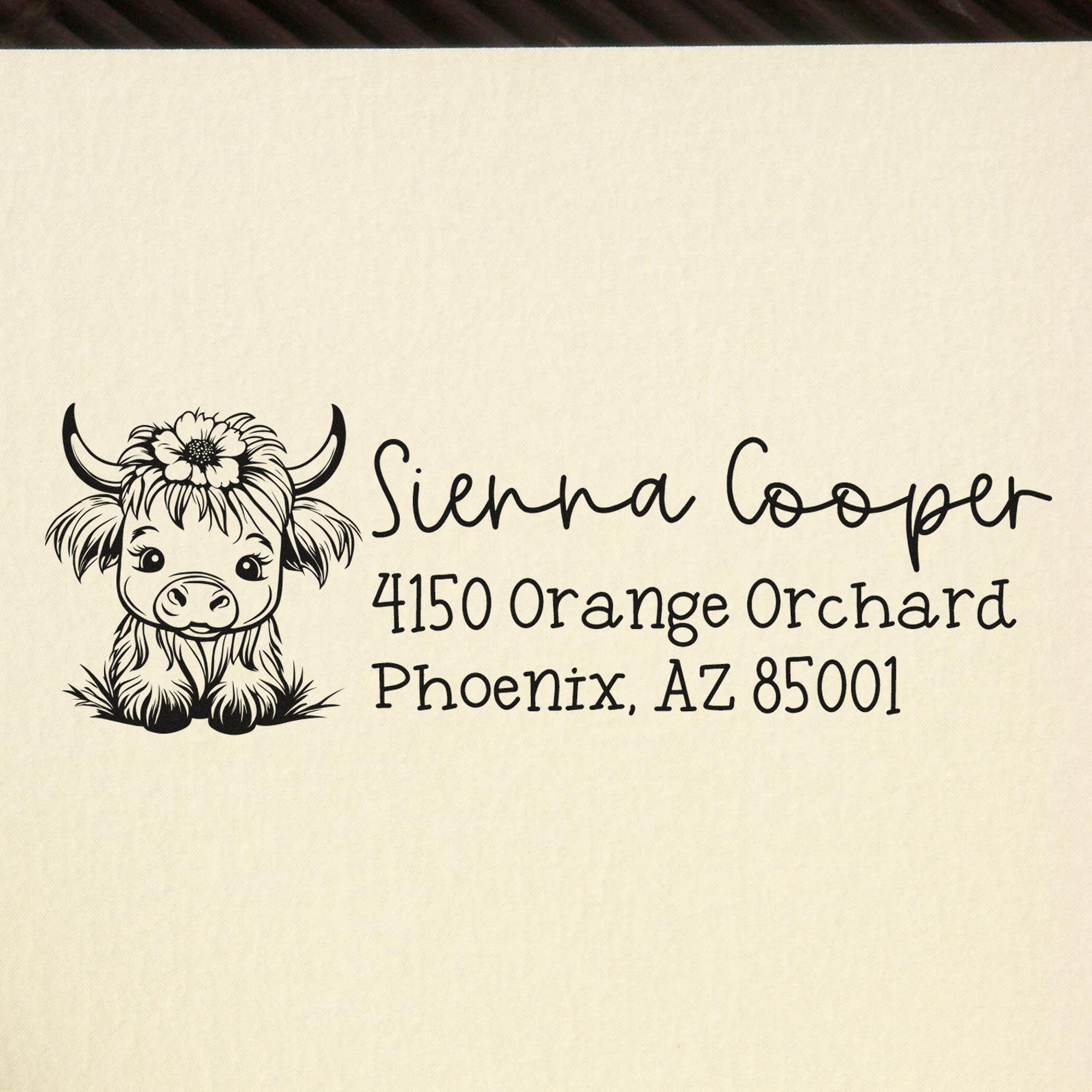 Slim Pre-Inked Shaggy Cow Customized Home Address For Envelopes Stamp