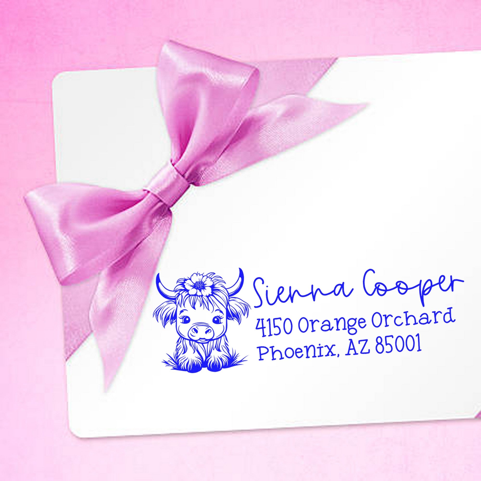 PSI Shaggy Cow Customizable Address Label Pre-Inked Stamp