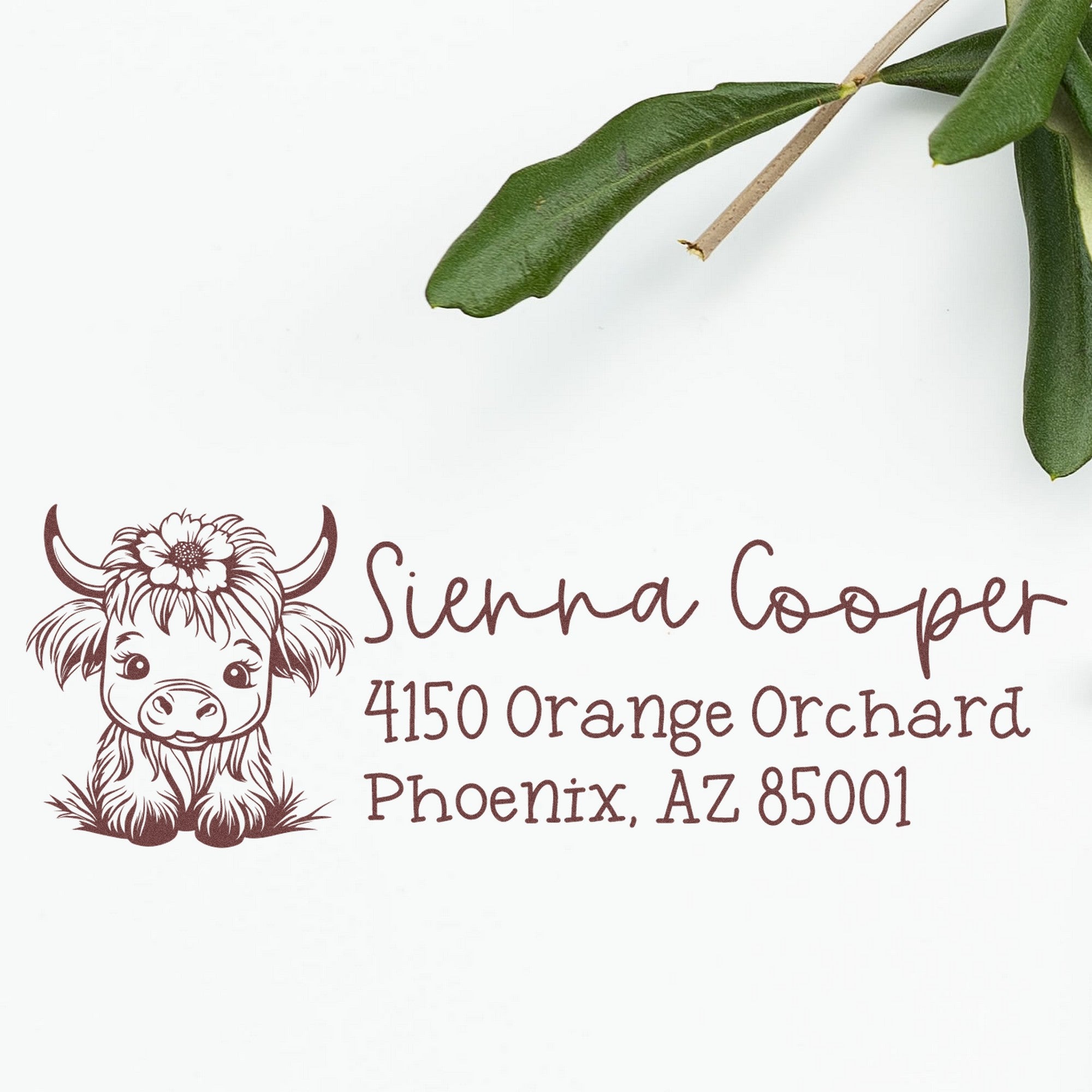 Slim Pre-Inked Shaggy Cow Customized Home Address For Envelopes Stamp