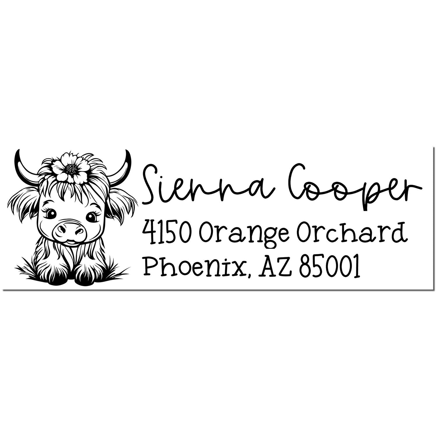 Slim Pre-Inked Shaggy Cow Customized Home Address For Envelopes Stamp