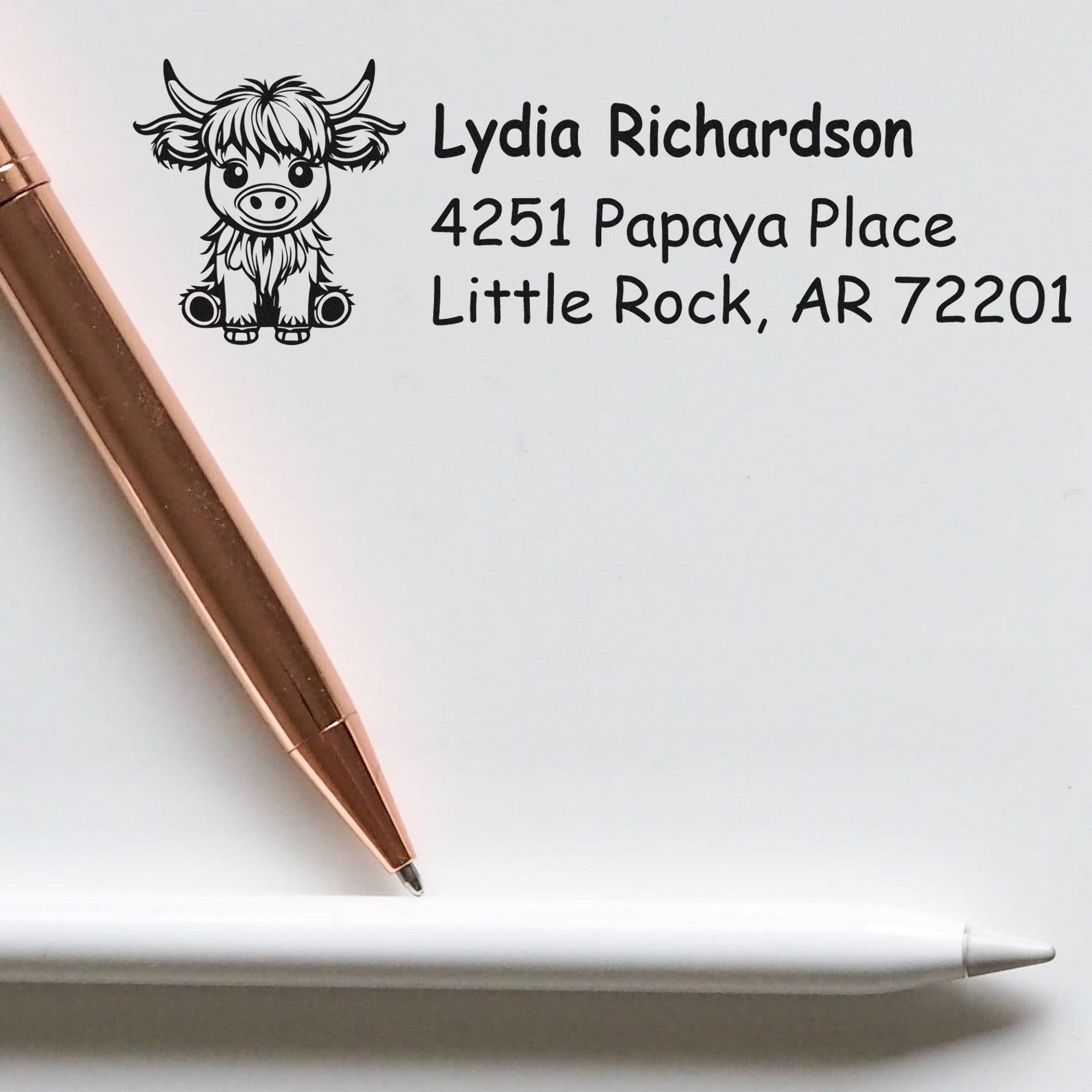 Cute Cow Personalized Name and Address Rubber Stamp