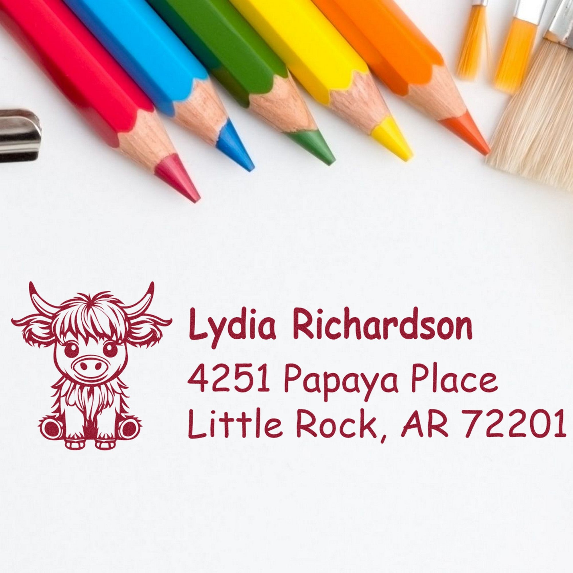 Cute Cow Personalized Name and Address Rubber Stamp