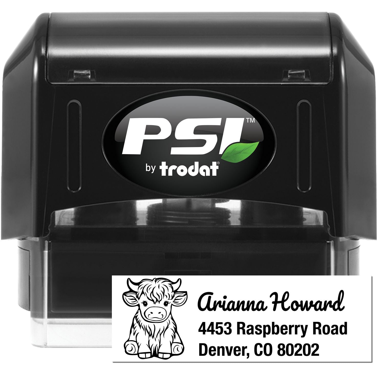 PSI Rustic Cow Personalized Name and Address Pre-Inked Stamp