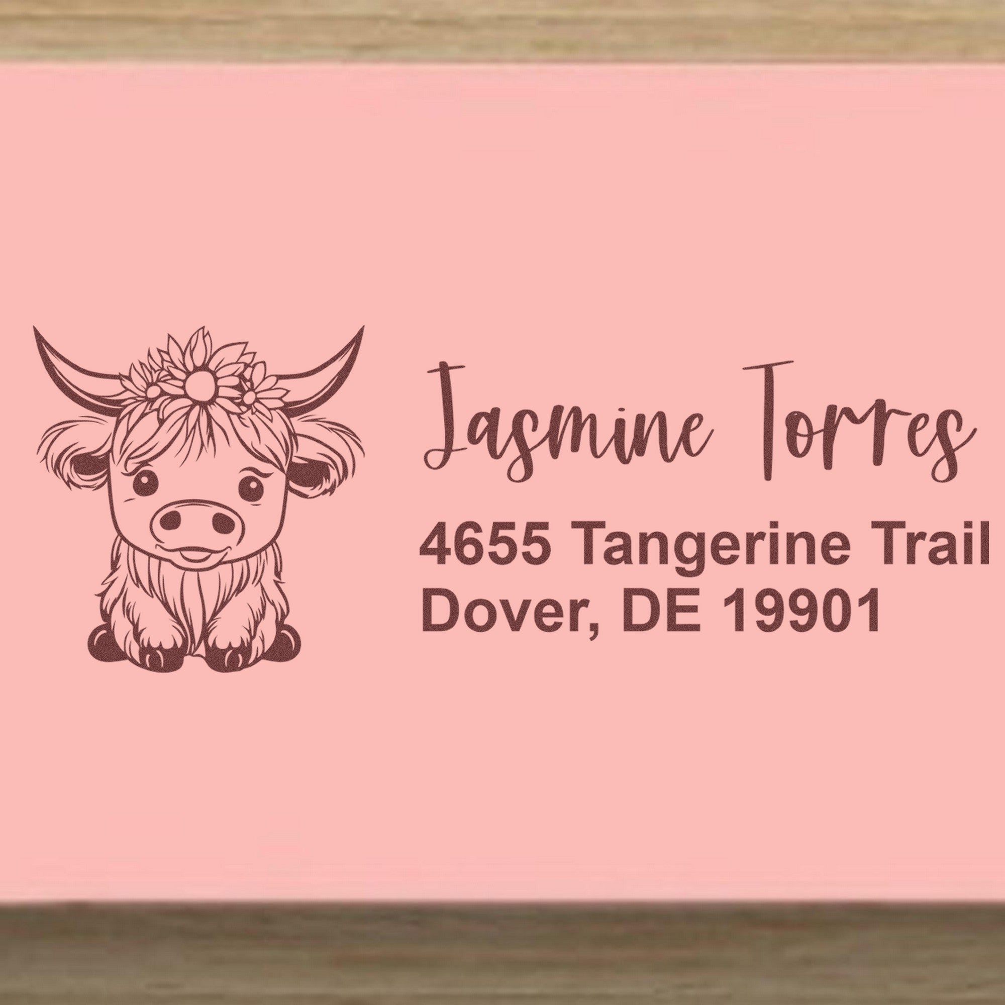 Slim Pre-Inked Gentle Cow Handmade Mailing Stamp