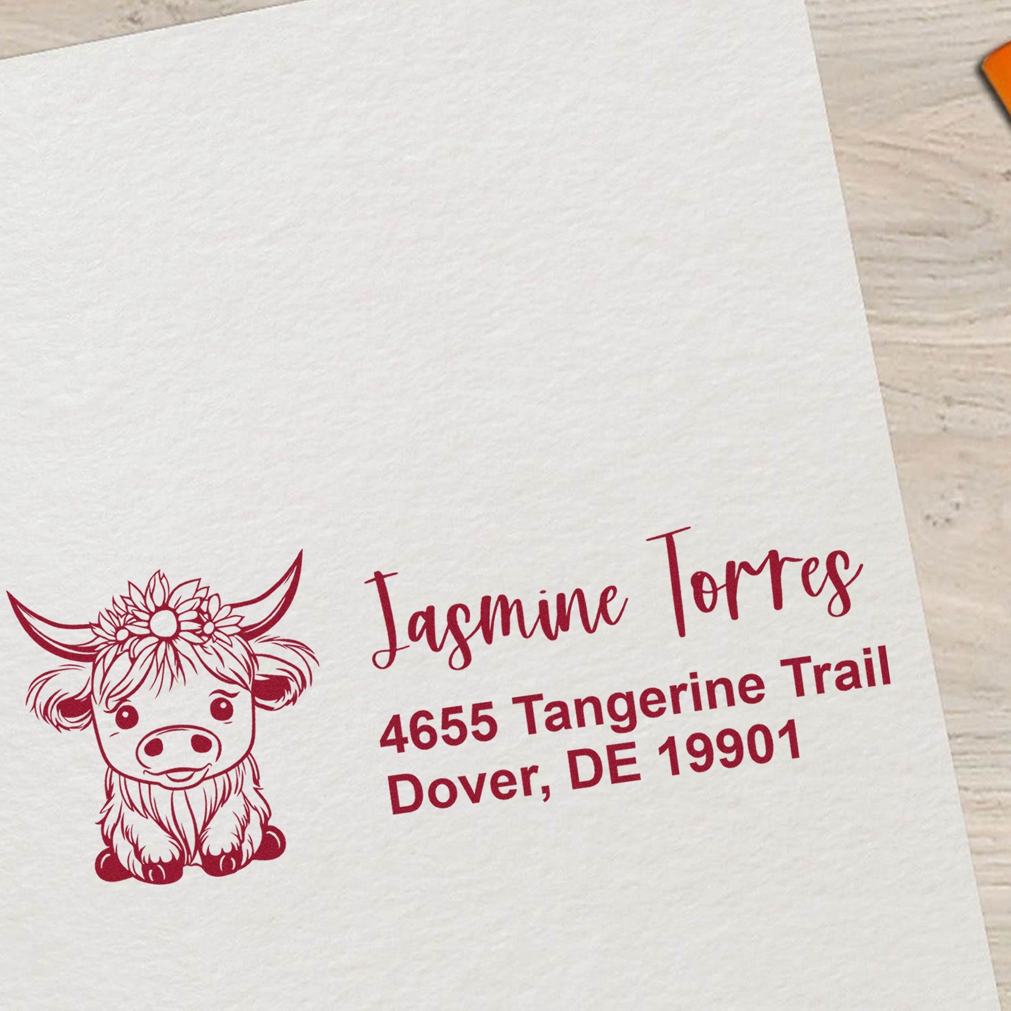 Gentle Cow Personalized Address Return Rubber Stamp