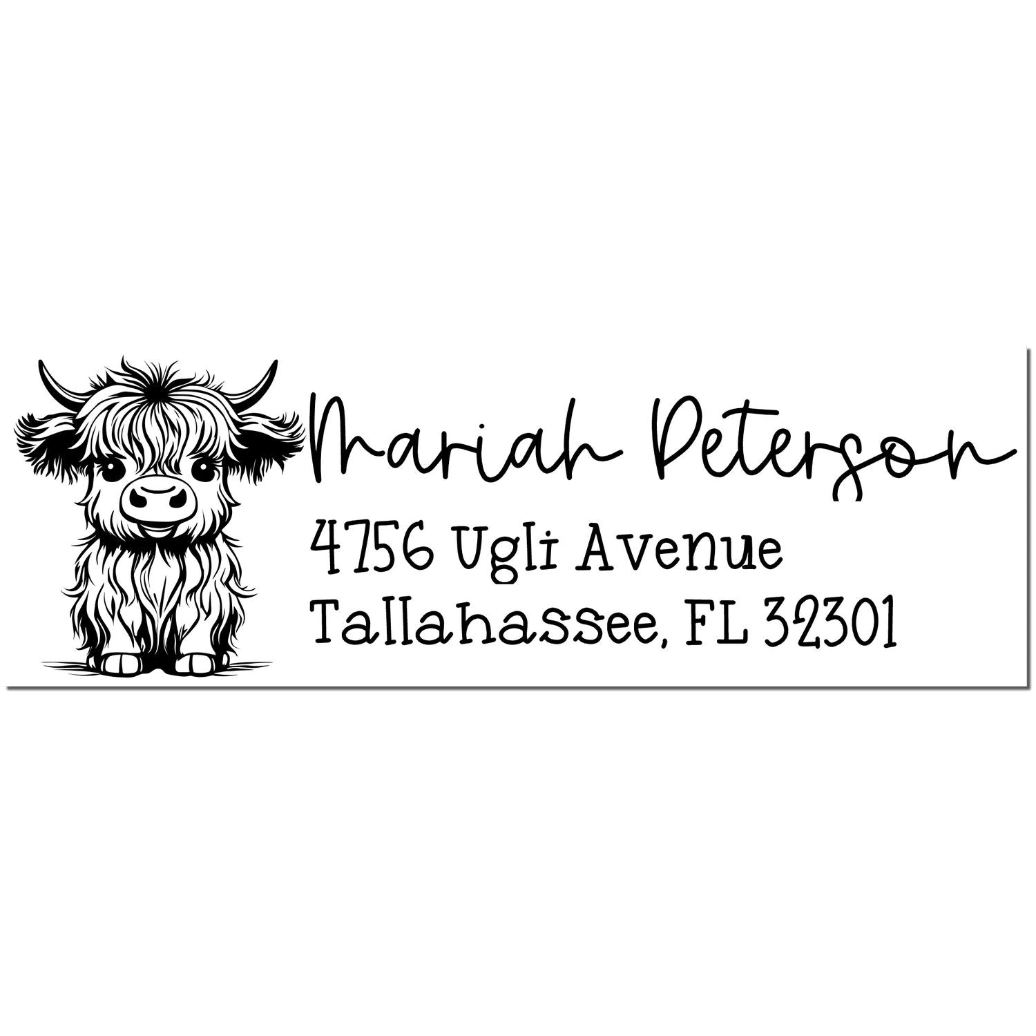 Robust Cow Personalized Mailing Address Rubber Stamp