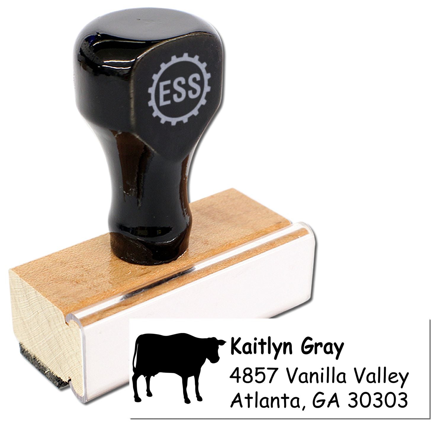 Stoic Steer Personalized Mail Address Rubber Stamp