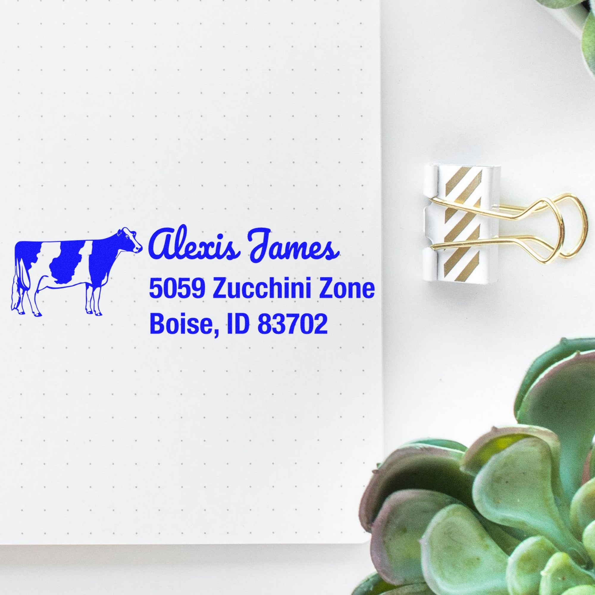 Endearing Cow Personalized Home Address For Envelopes Rubber Stamp