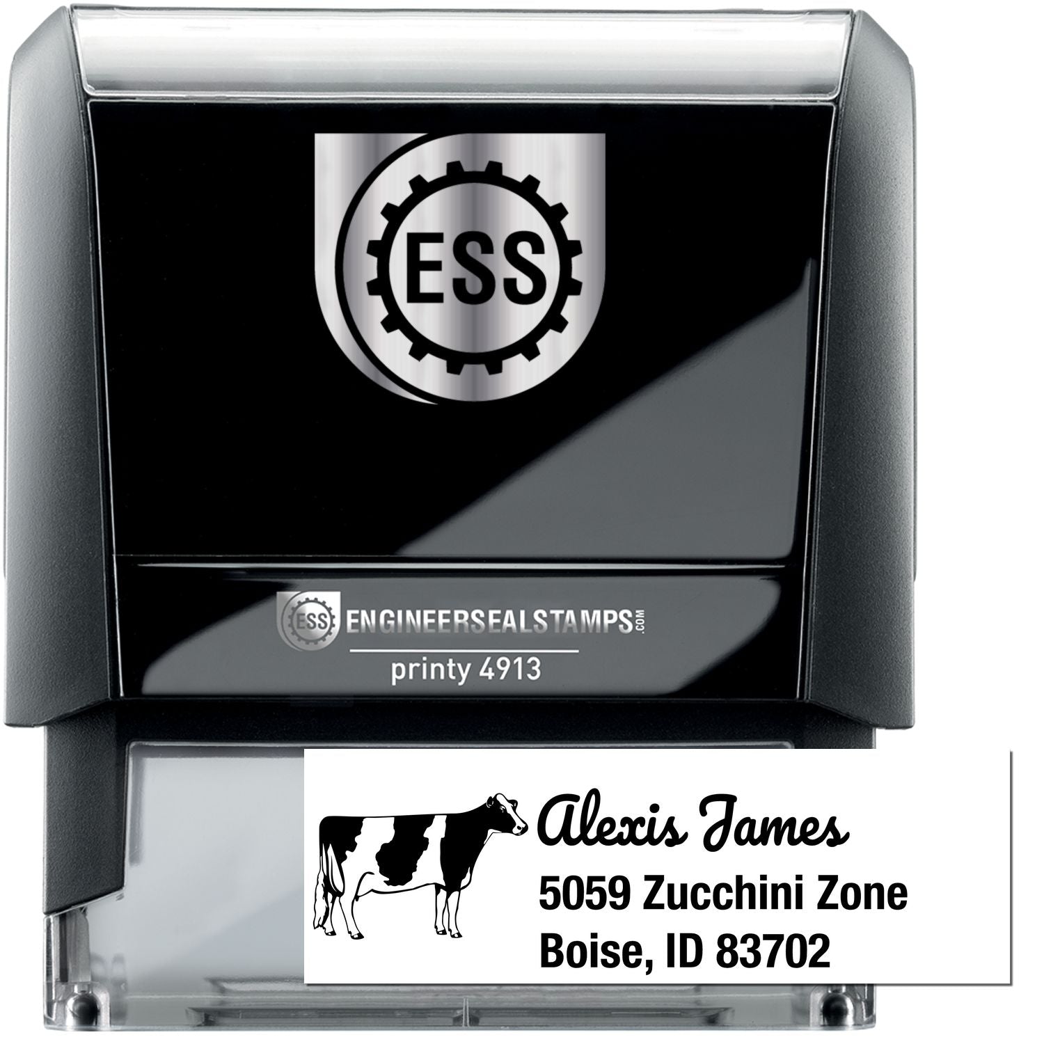 Self-Inking Endearing Cow Handmade New Address Stamp