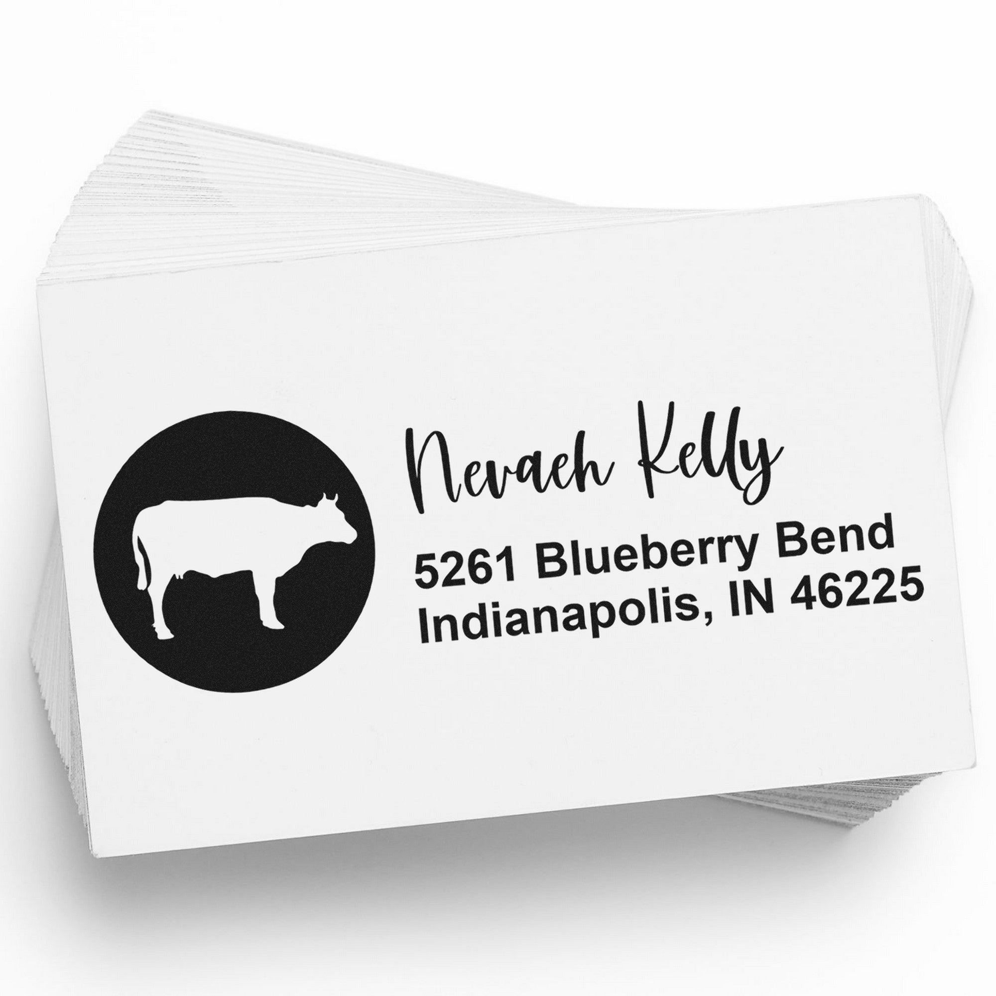 Self-Inking Graceful Cow Handmade Address Label Stamp