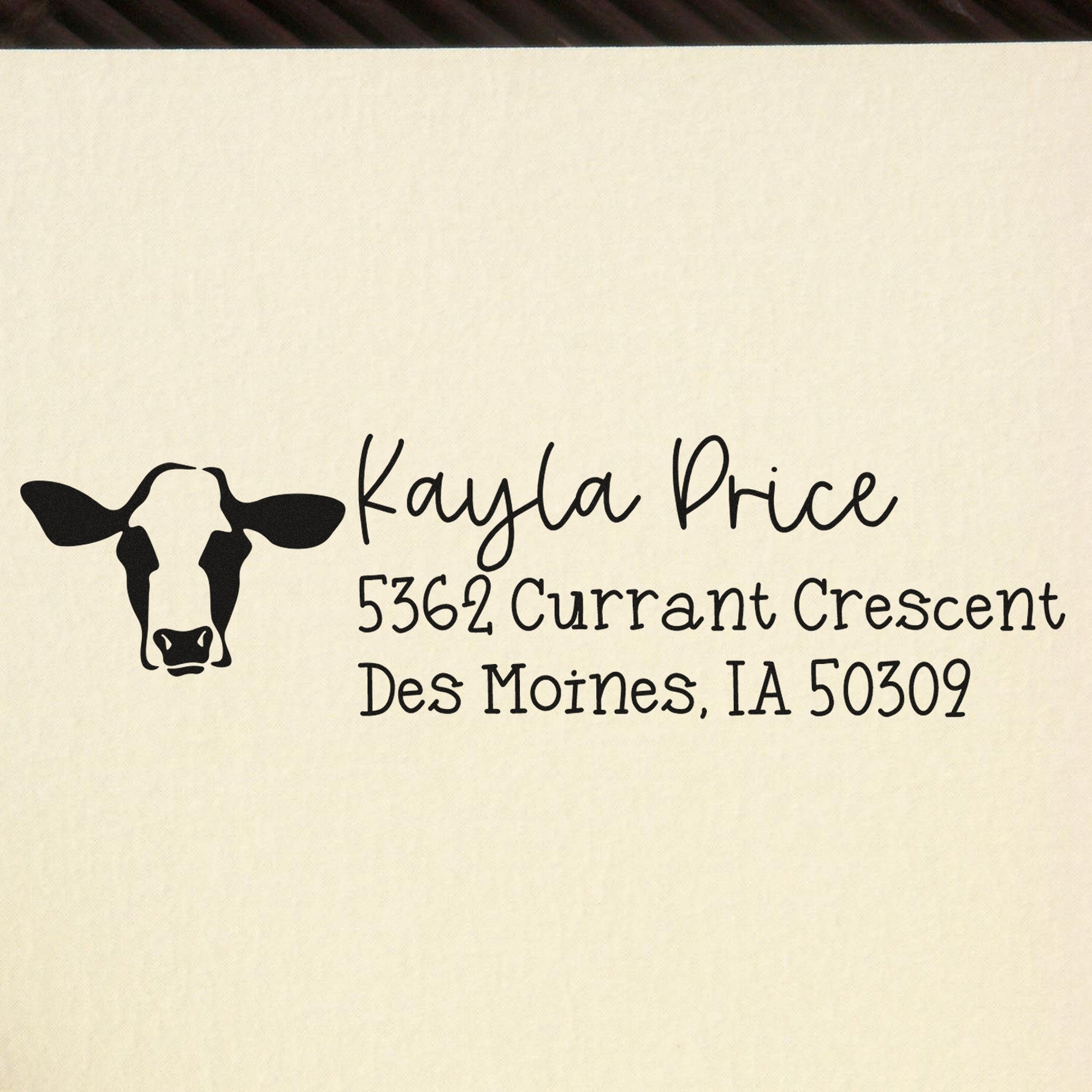 Iconic Cow Custom Return Address Rubber Stamp