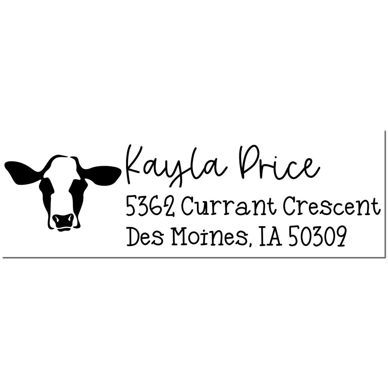 Iconic Cow Custom Return Address Rubber Stamp