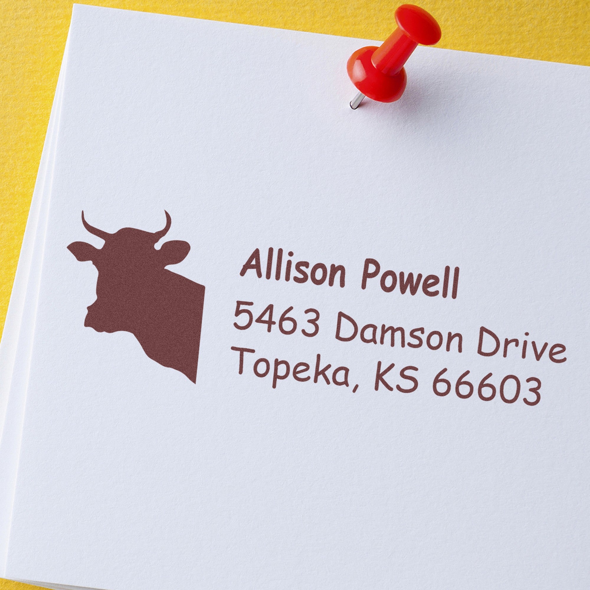 Self-Inking Docile Cow Customize Return Address Stamp