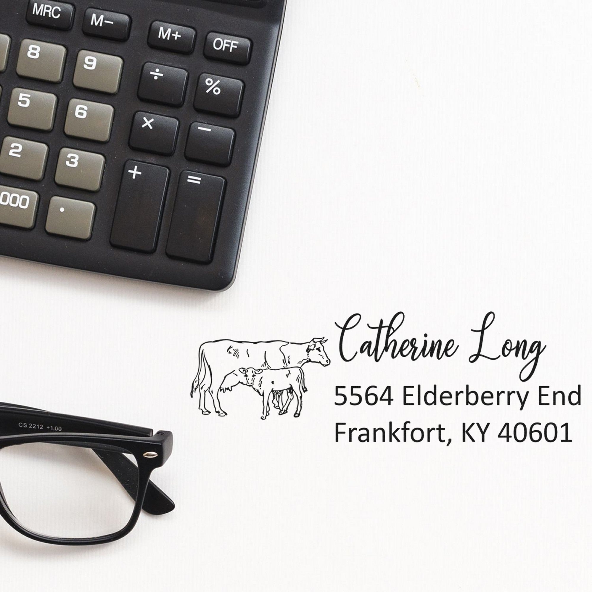 Self-Inking Hardy Home Cow Customize Name and Address Stamp