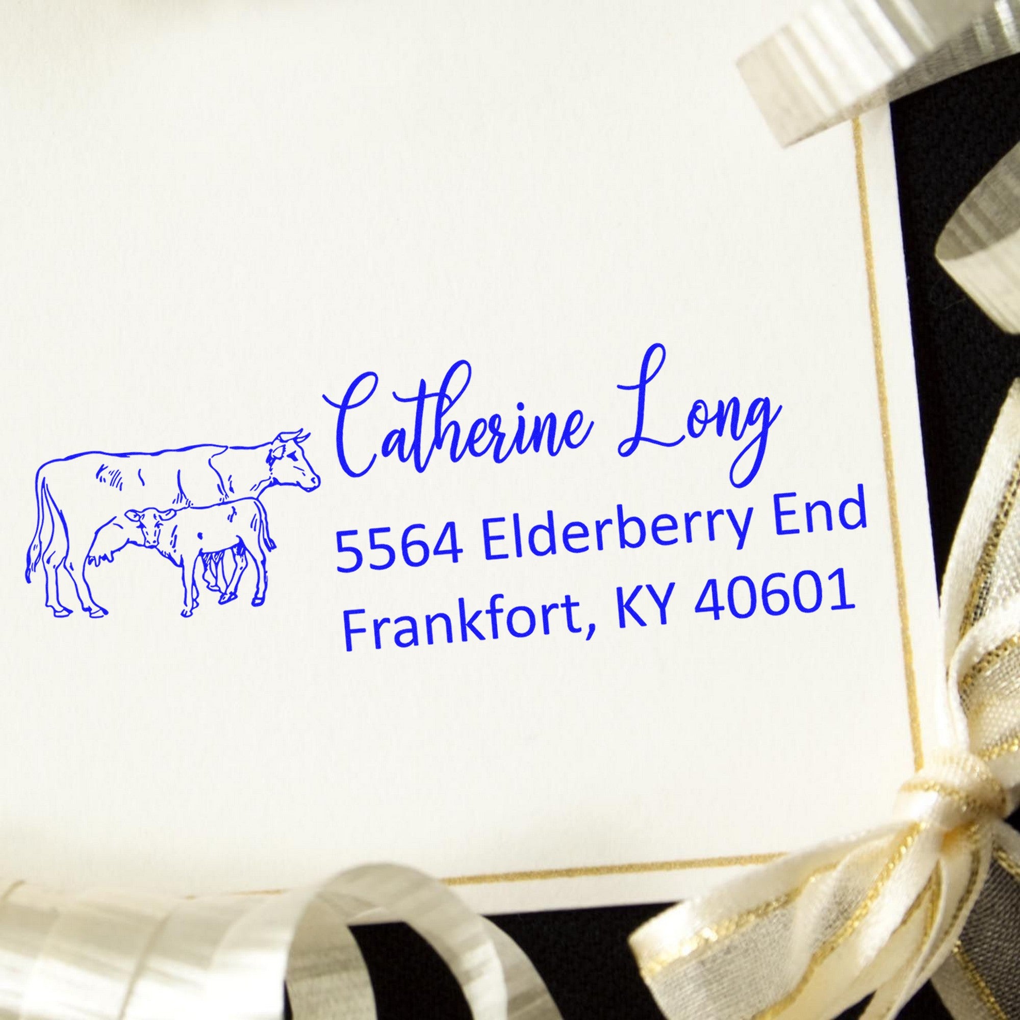 Slim Pre-Inked Hardy Home Cow Customize Address Stamp