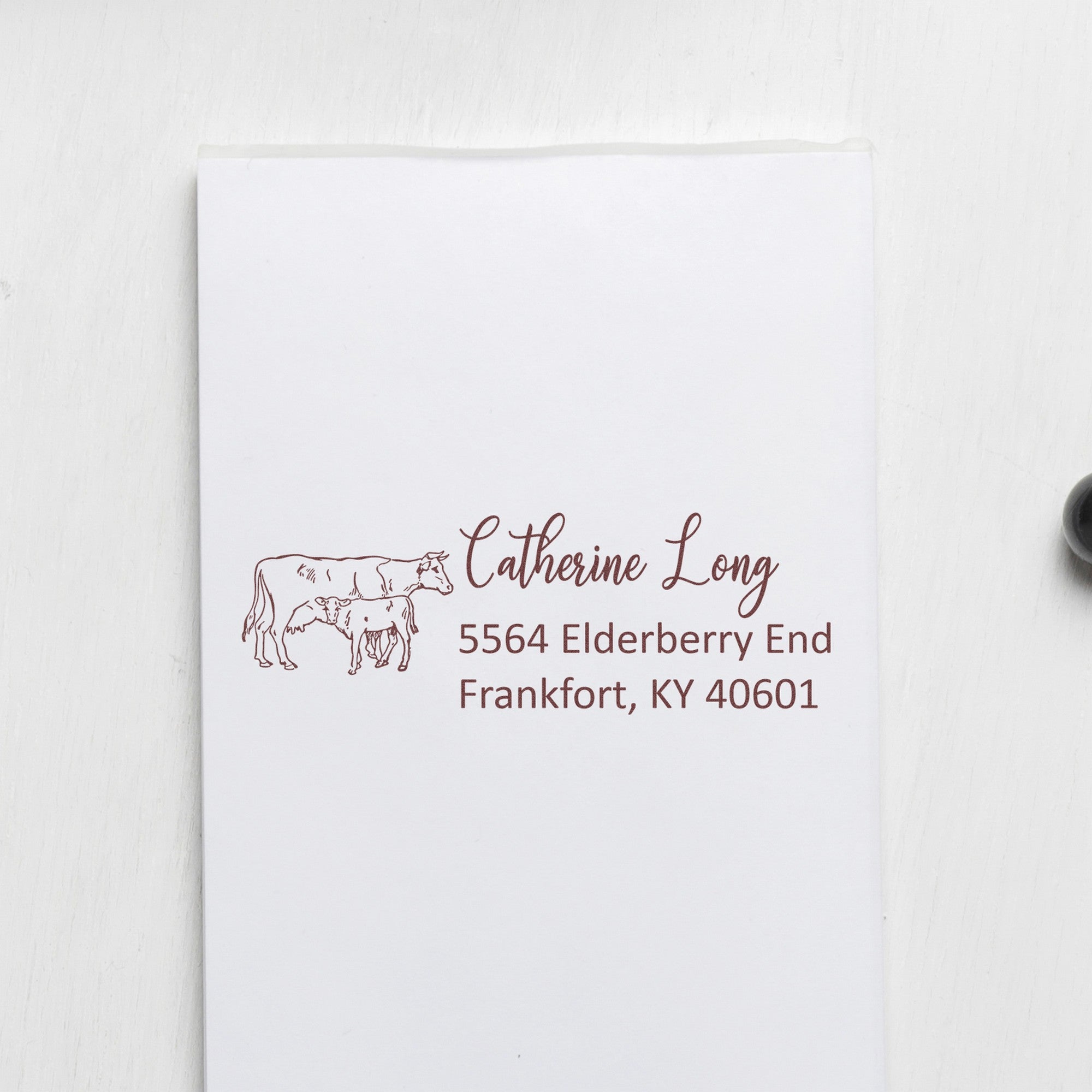 Slim Pre-Inked Hardy Home Cow Customize Address Stamp