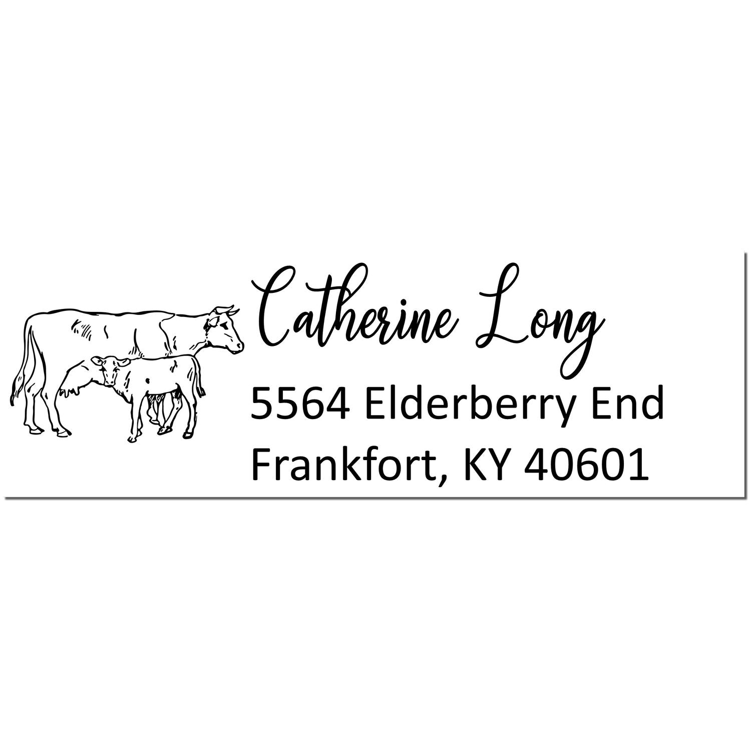 Slim Pre-Inked Hardy Home Cow Customize Address Stamp