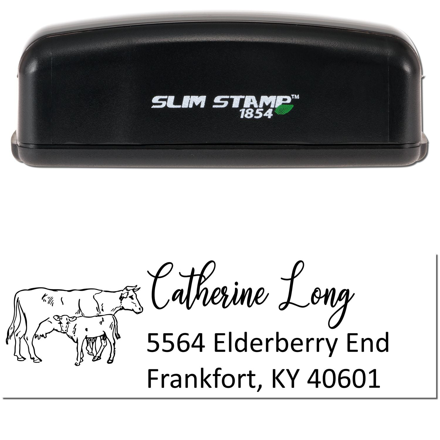 Slim Pre-Inked Hardy Home Cow Customize Address Stamp