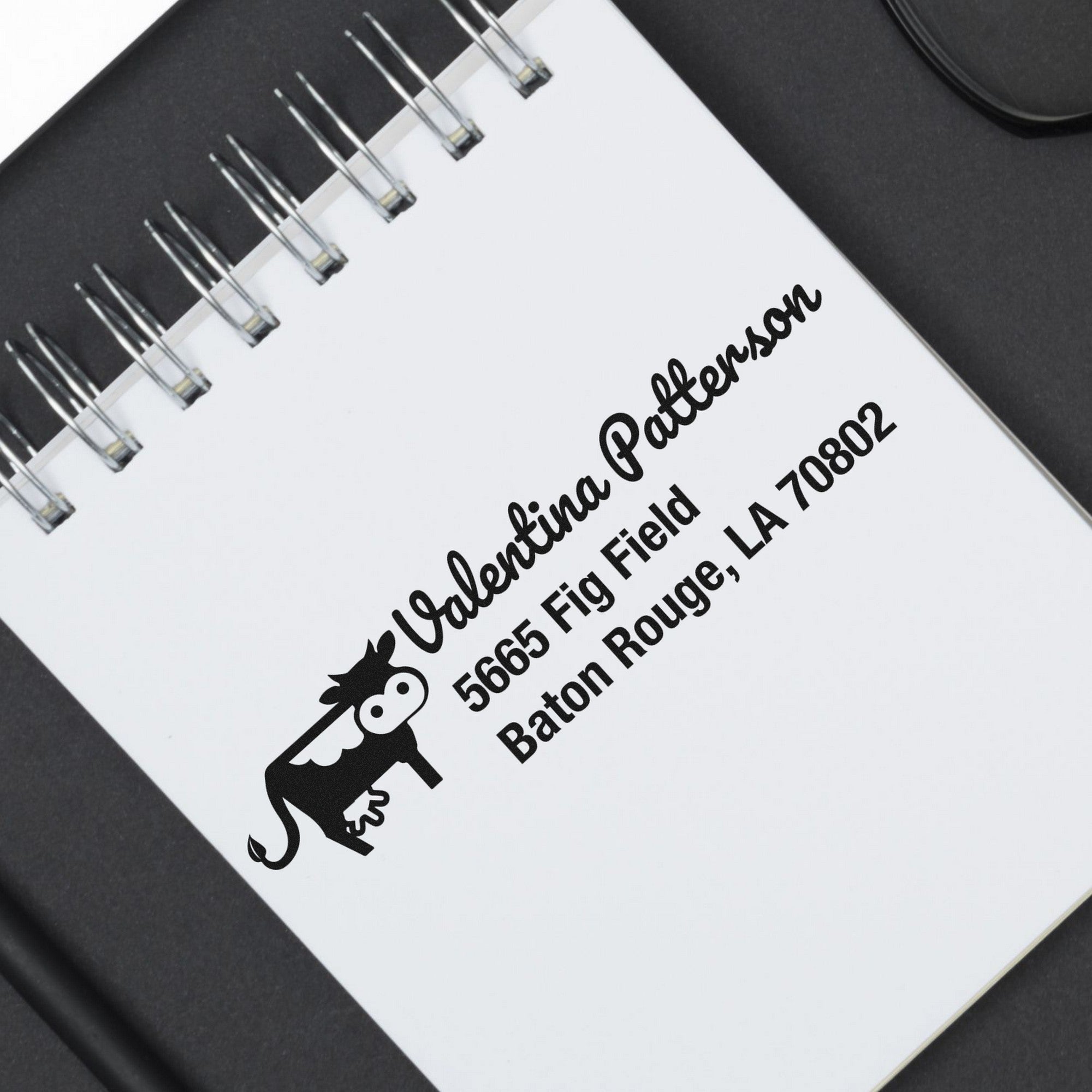 Slim Pre-Inked Curious Cow Customize Return Address Stamp