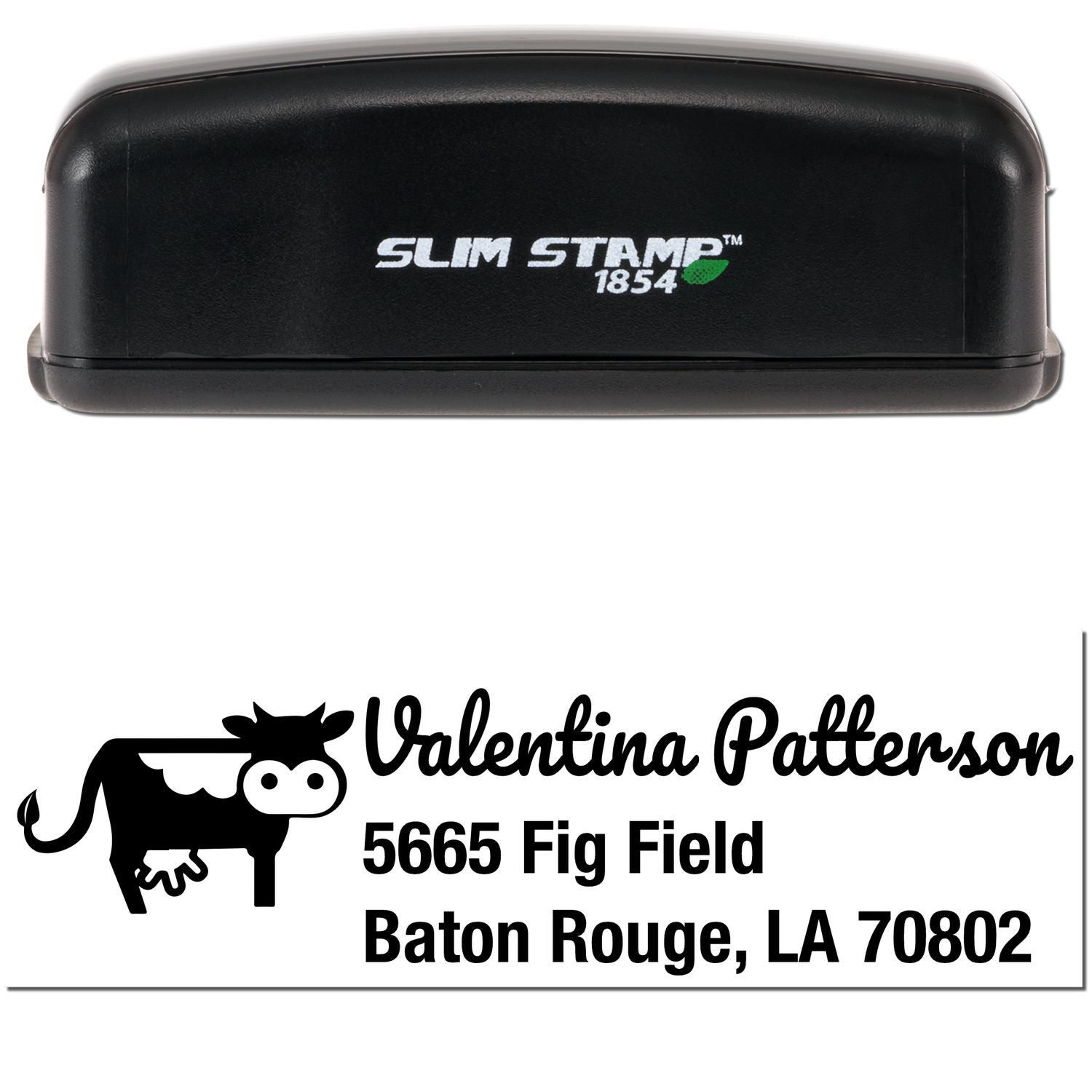 Slim Pre-Inked Curious Cow Customize Return Address Stamp