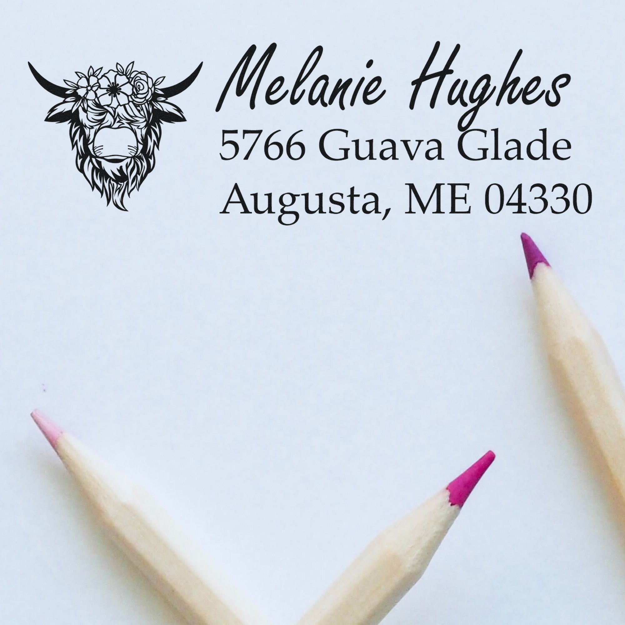 Resilient Cow Custom Home Address Rubber Stamp